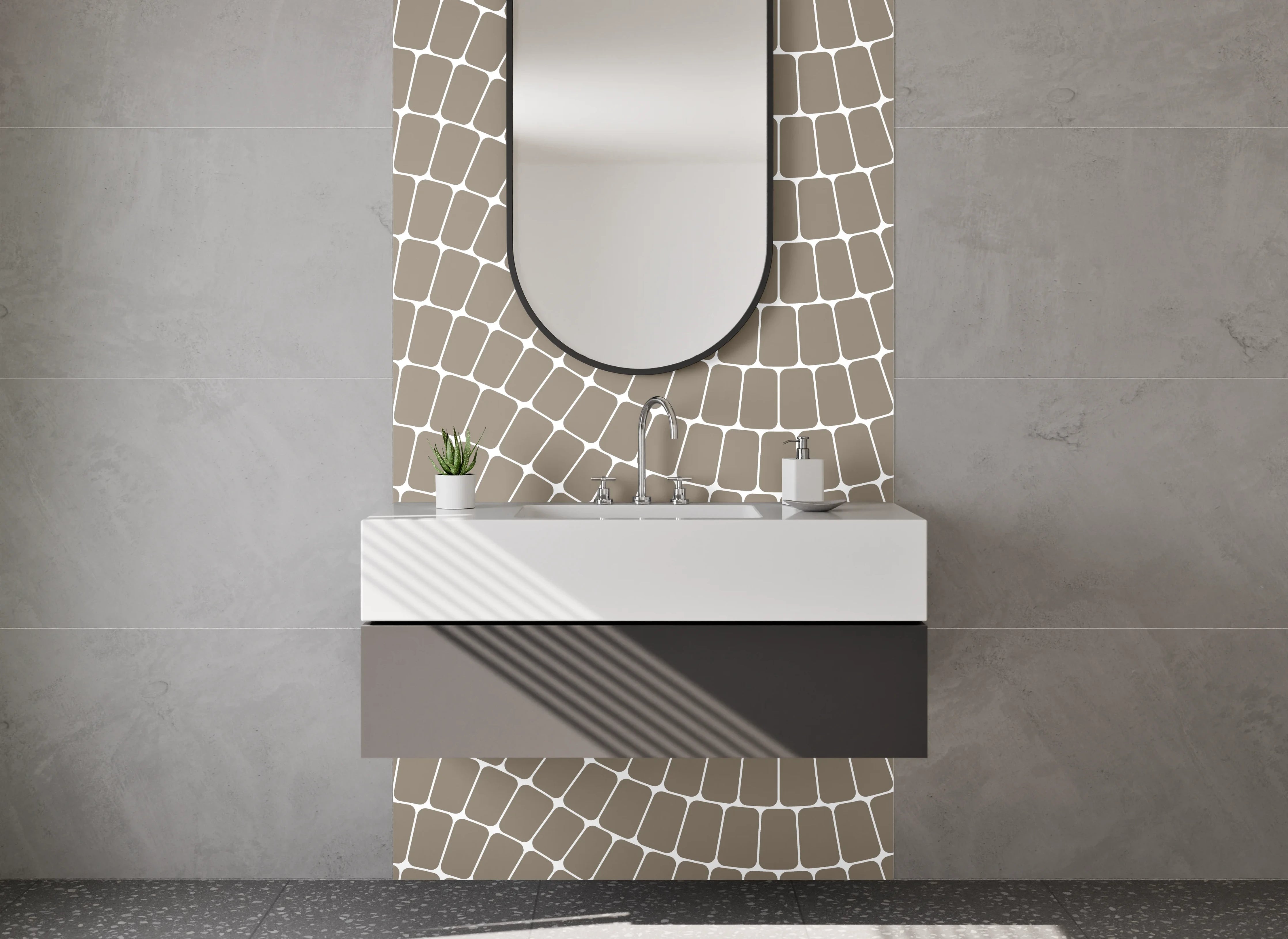 Waschbecken-Rückwand - Modernes Wellenmuster Fliesen-Mosaik Braun