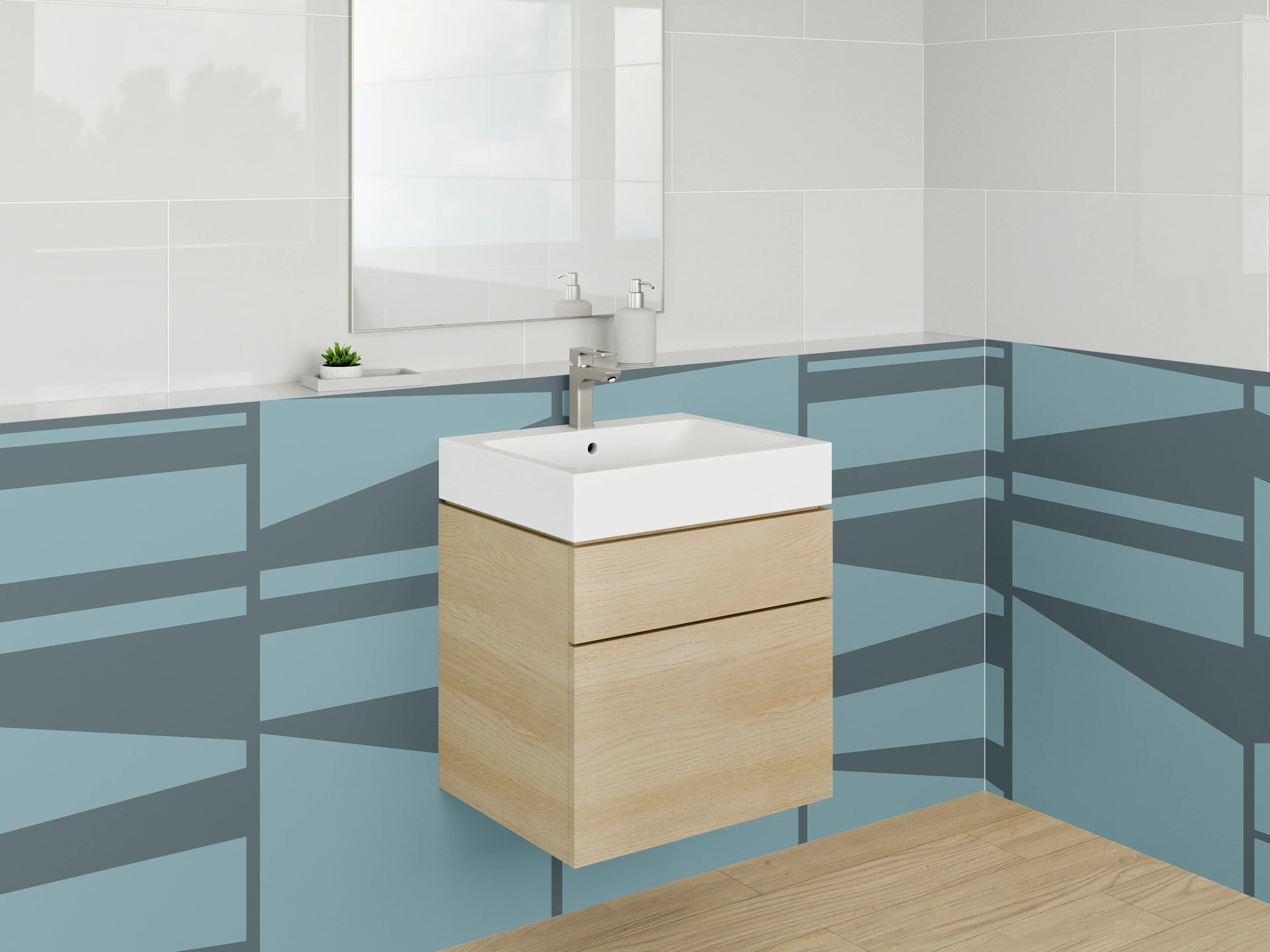 Waschbecken-Rückwand - Modernes abstraktes Muster in Blau