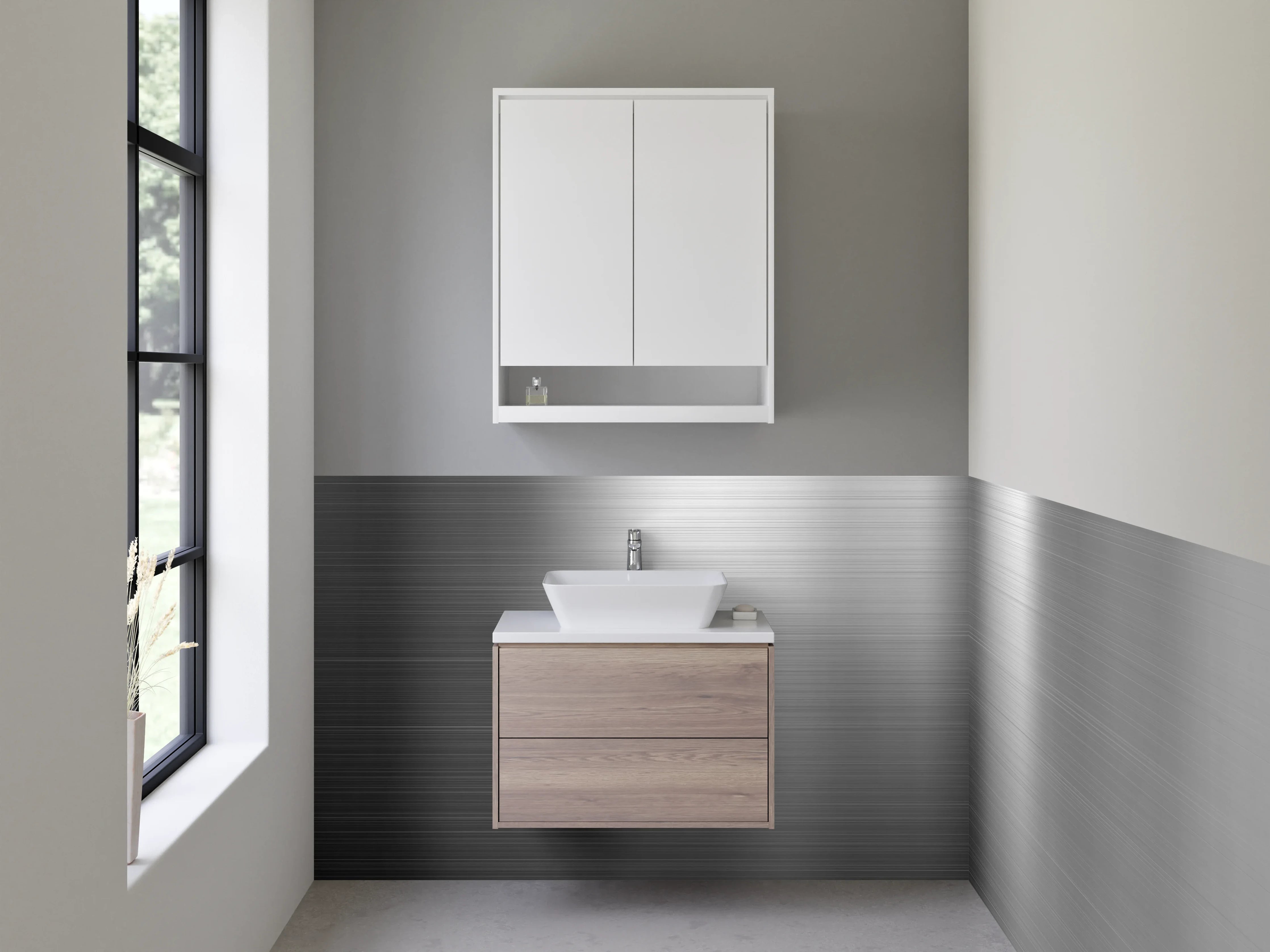 Waschbecken-Rückwand - Modernes gebürstetes Metall Design