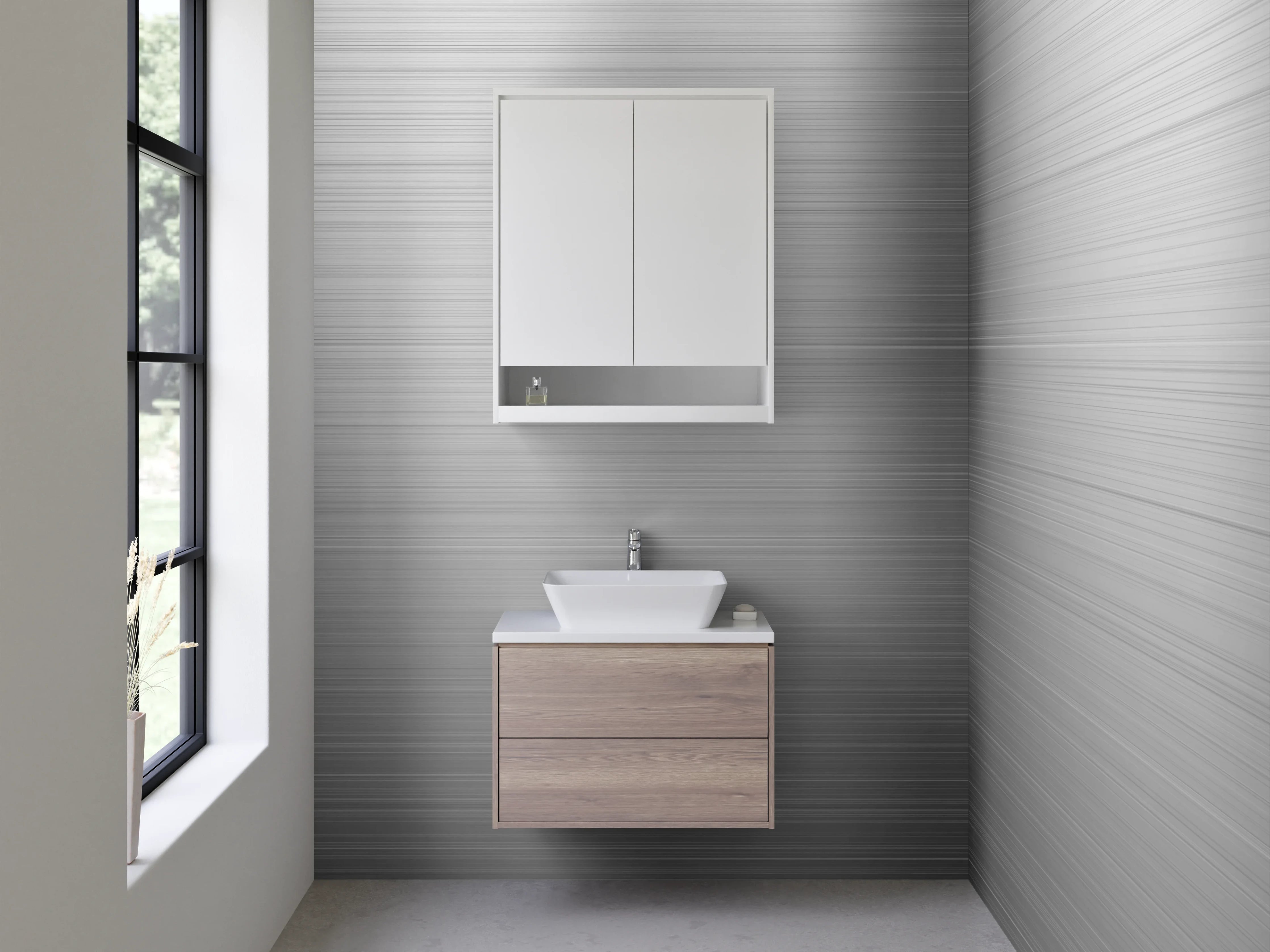 Waschbecken-Rückwand - Modernes gebürstetes Metall Design