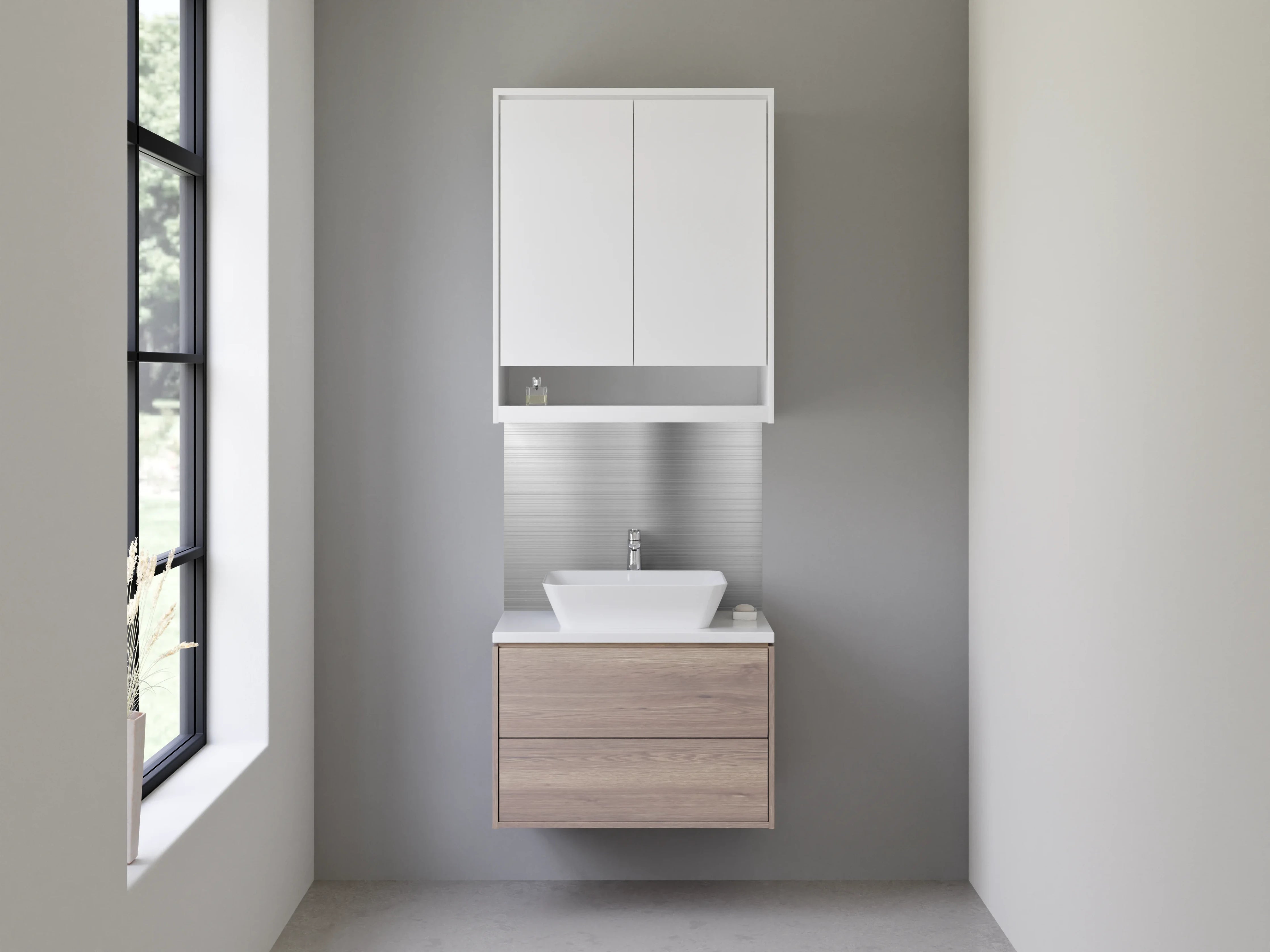 Waschbecken-Rückwand - Modernes gebürstetes Metall Design