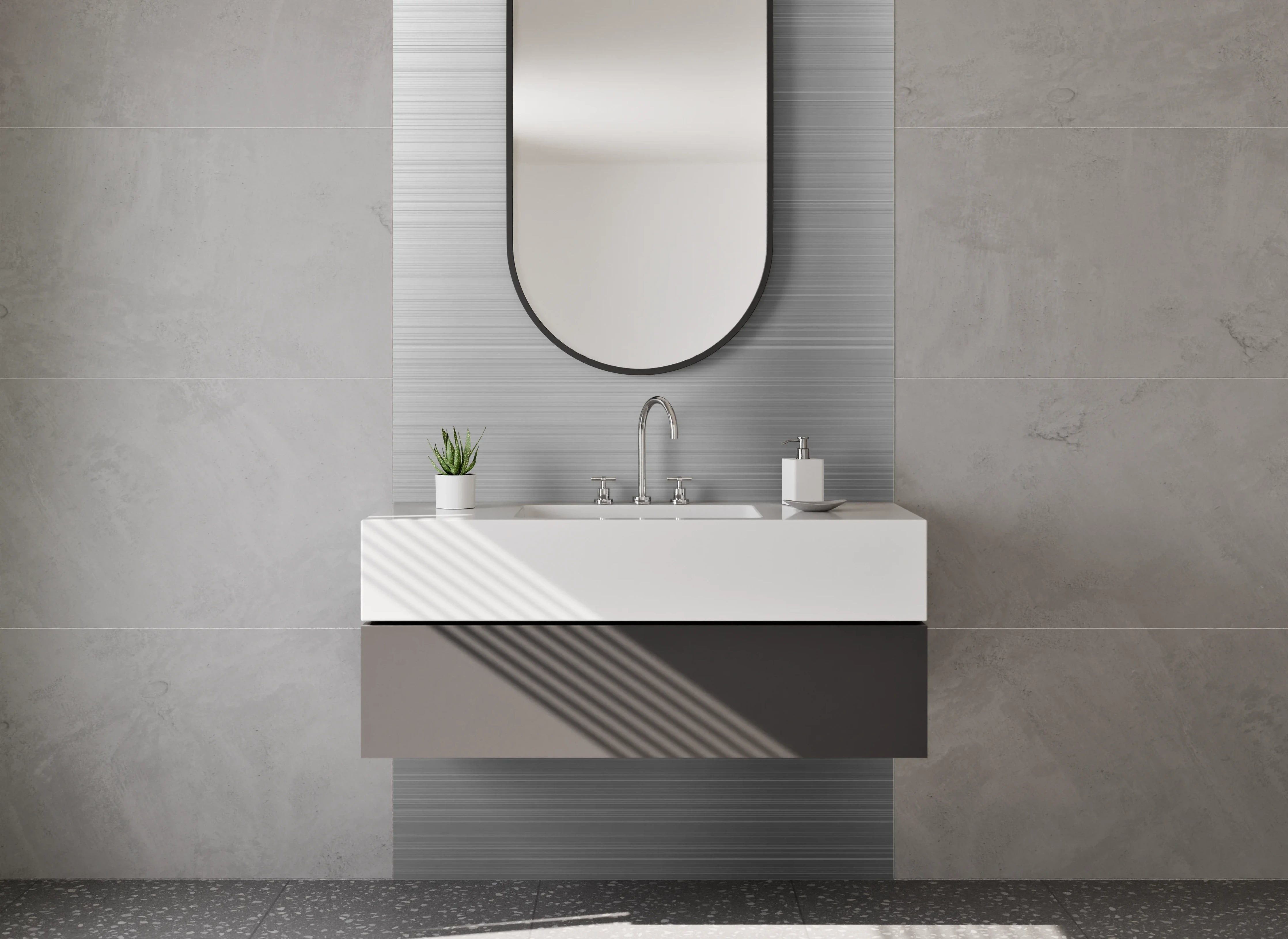 Waschbecken-Rückwand - Modernes gebürstetes Metall Design