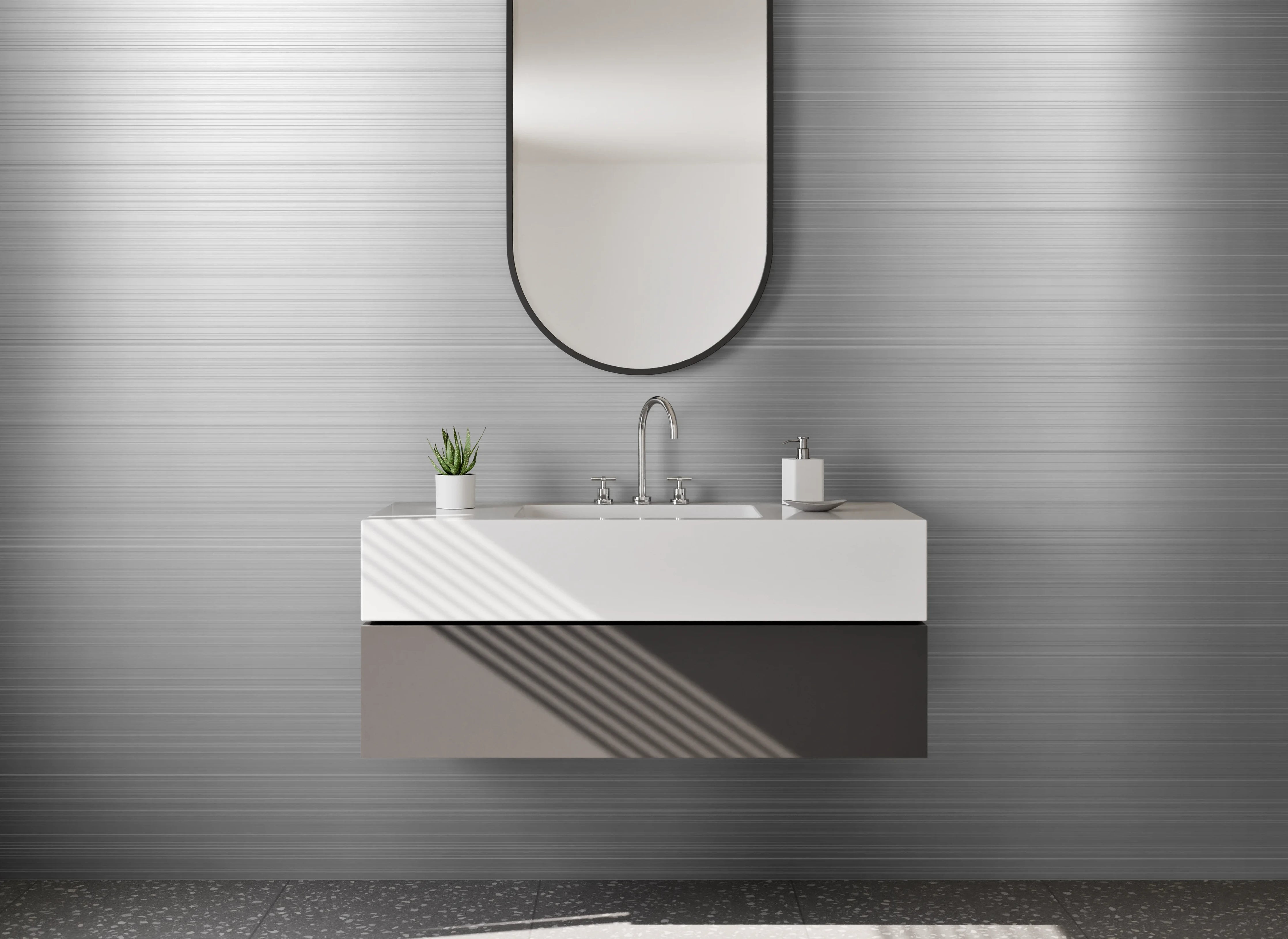 Waschbecken-Rückwand - Modernes gebürstetes Metall Design