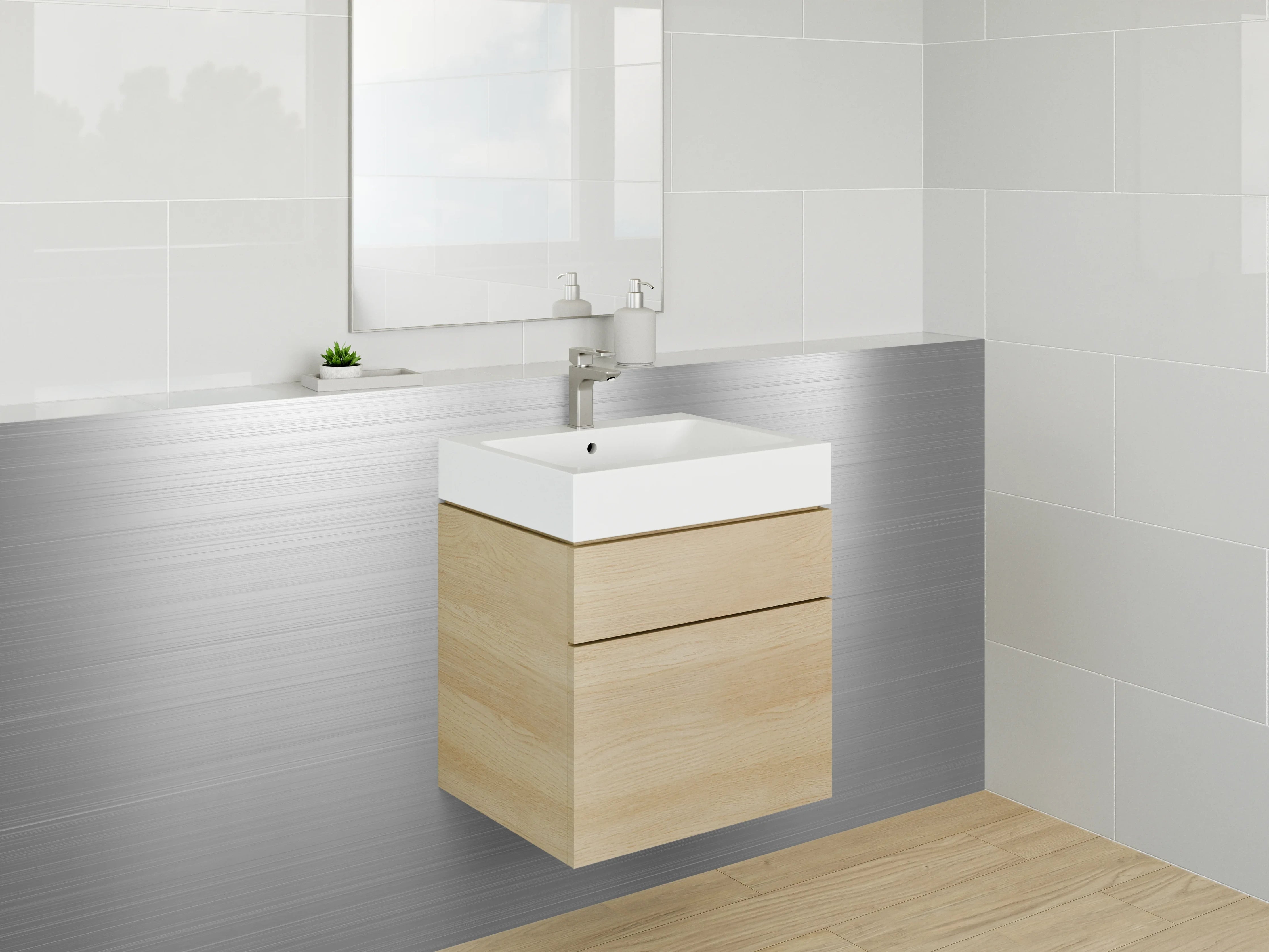 Waschbecken-Rückwand - Modernes gebürstetes Metall Design