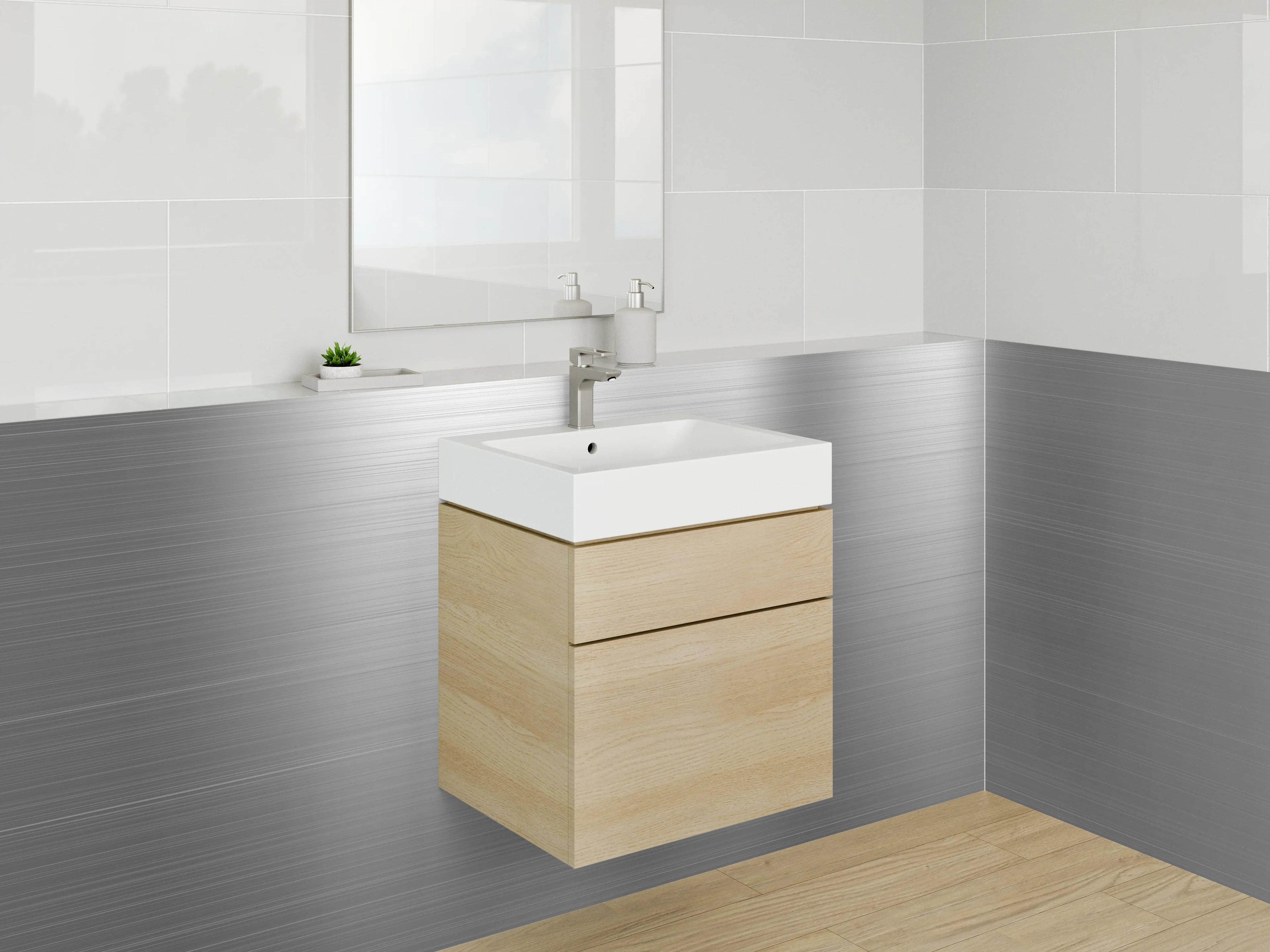 Waschbecken-Rückwand - Modernes gebürstetes Metall Design