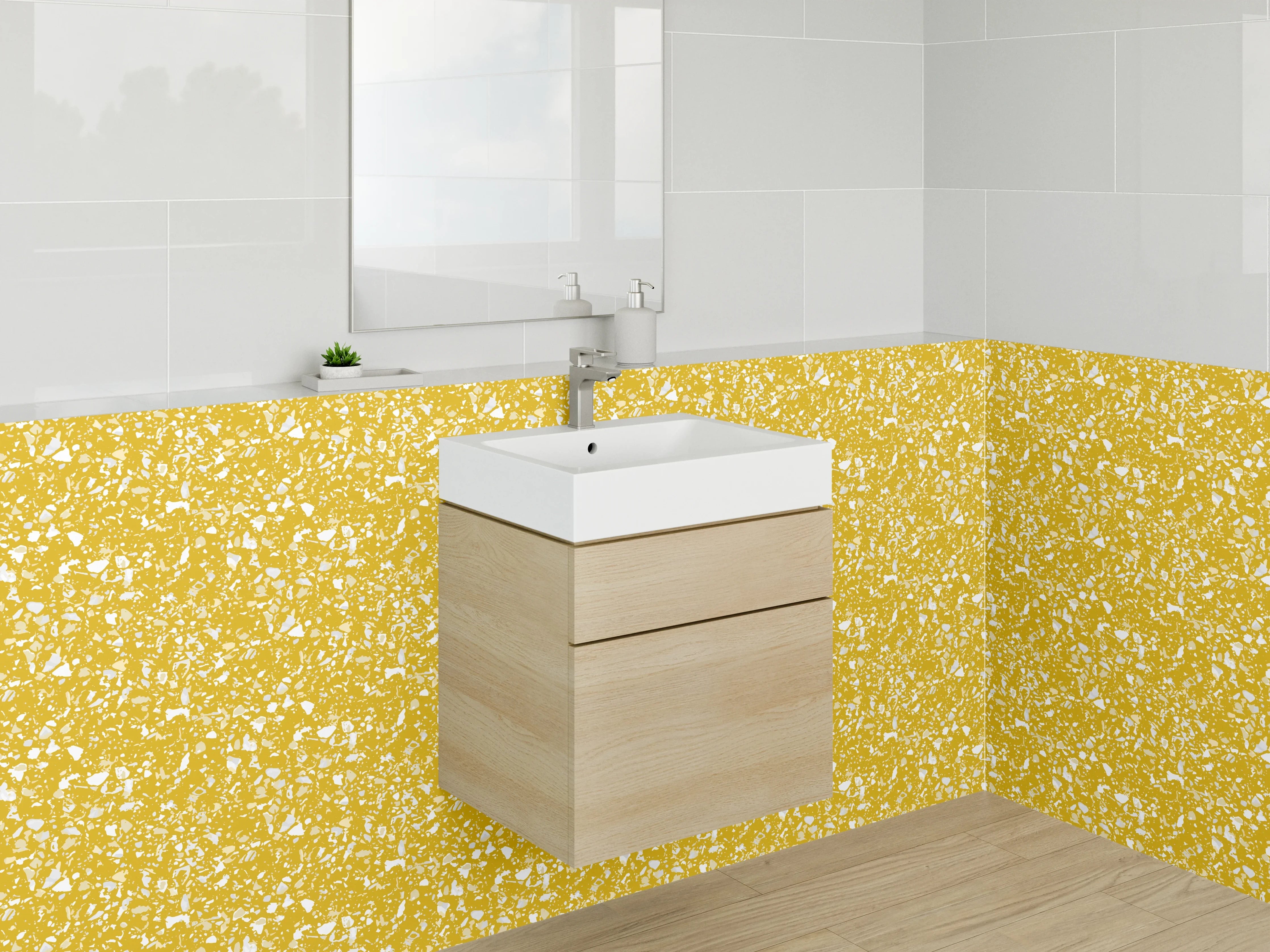 Waschbecken-Rückwand - Modernes gelbes Mosaik Muster