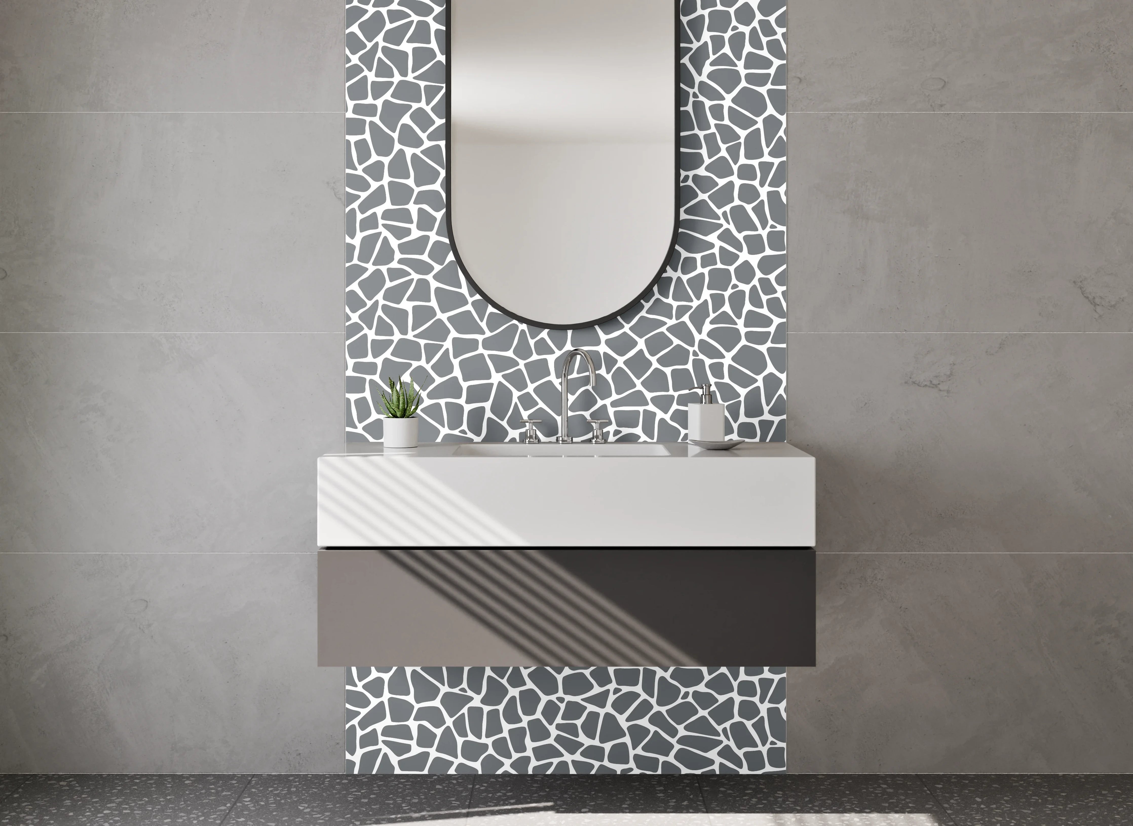 Waschbecken-Rückwand - Modernes graues Mosaik Muster