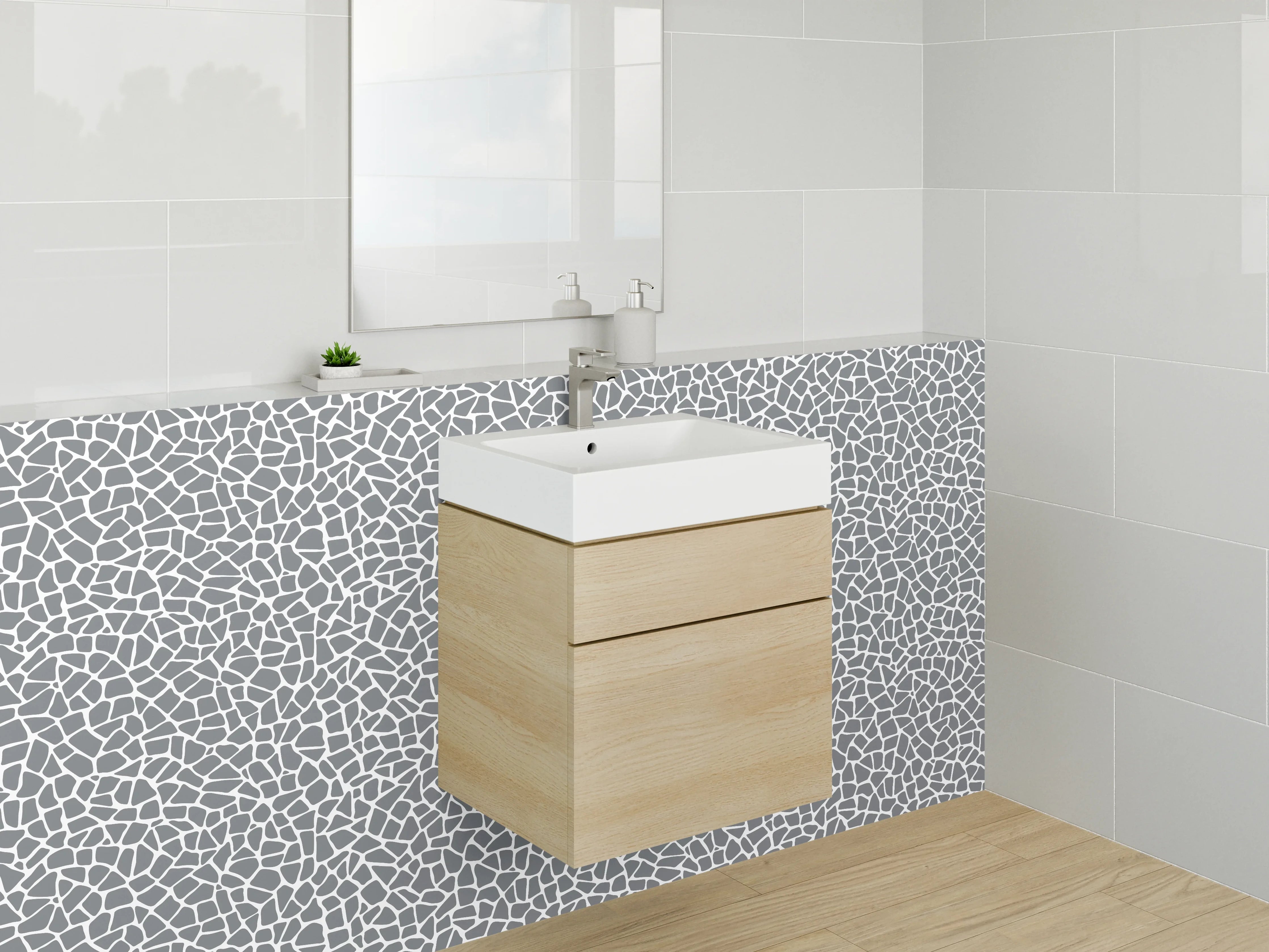 Waschbecken-Rückwand - Modernes graues Mosaik Muster