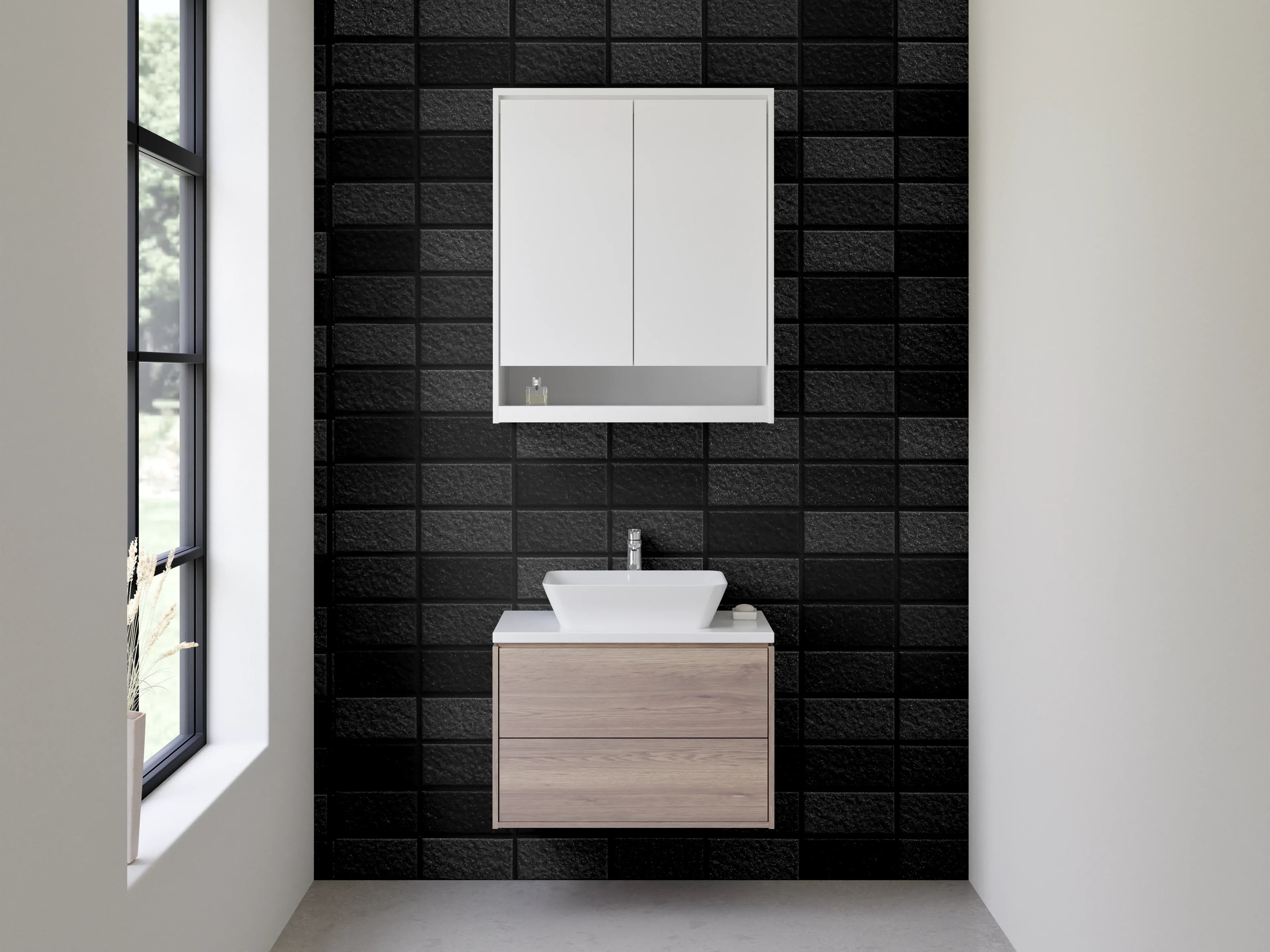 Waschbecken-Rückwand - Modernes schwarzes Mosaik-Fliesenmuster