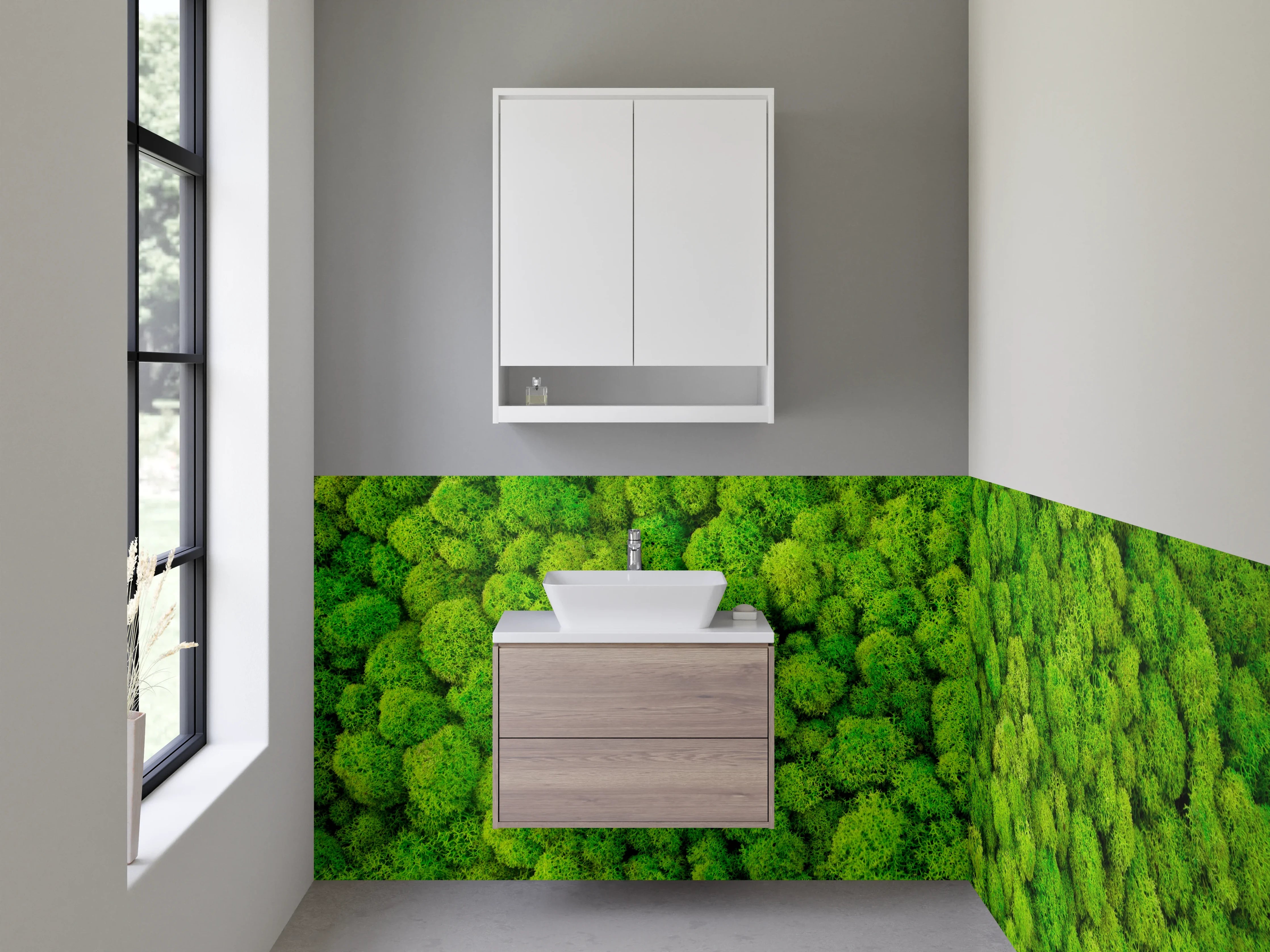 Waschbecken-Rückwand - Moos Wald von oben Naturgrün