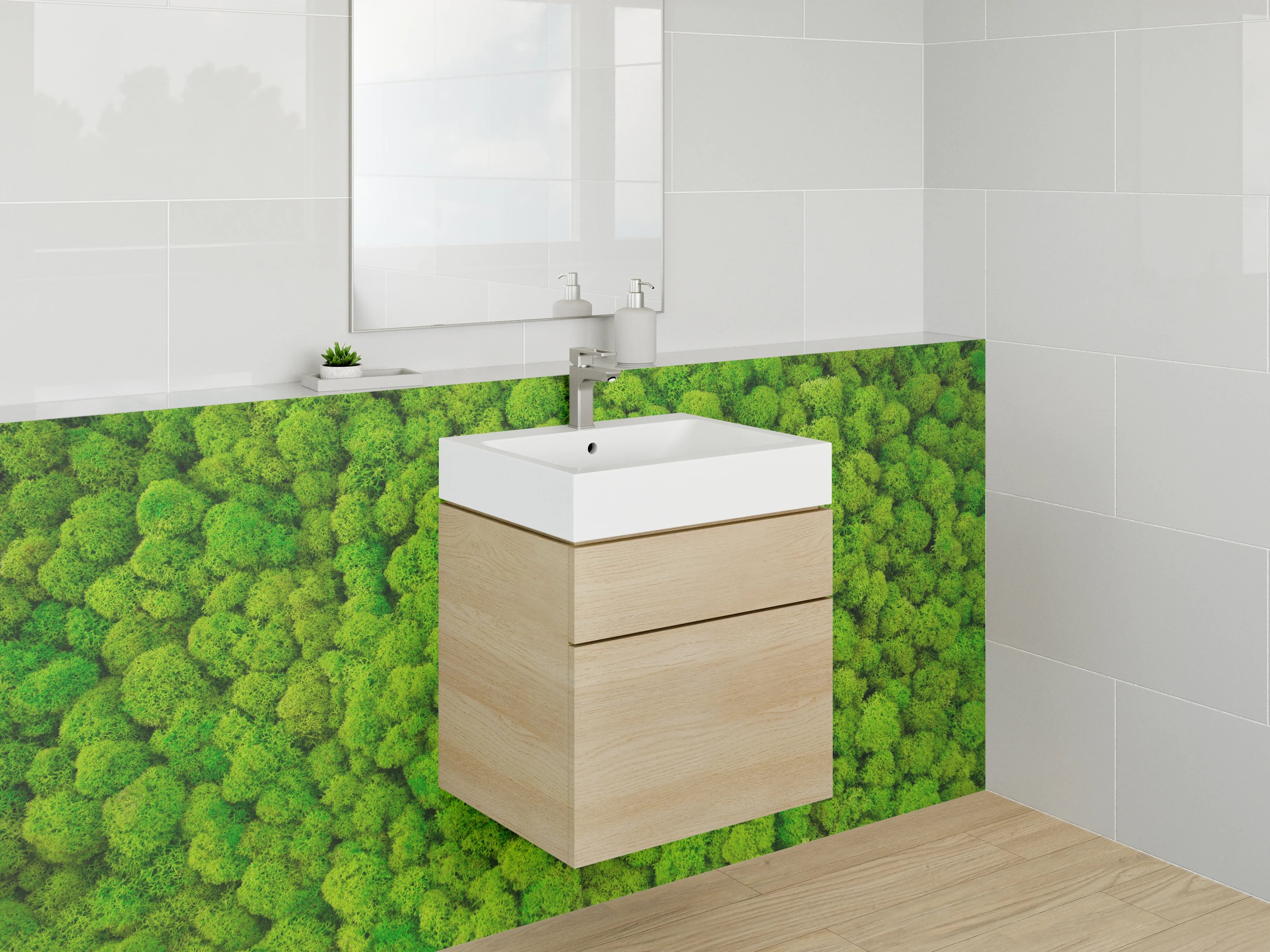 Waschbecken-Rückwand - Moos Wald von oben Naturgrün