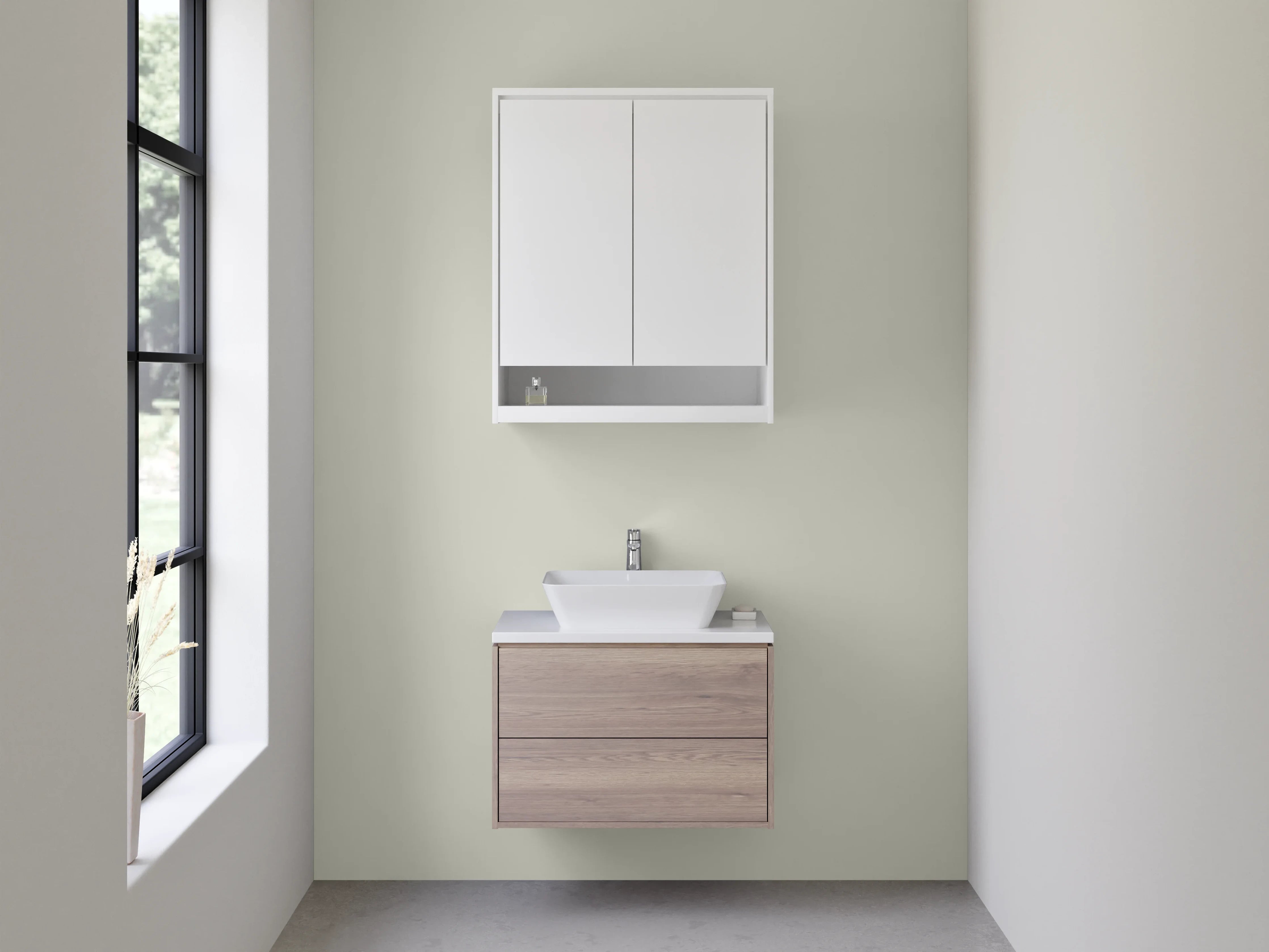 Waschbecken-Rückwand - Morgenlicht auf Nebelweiß