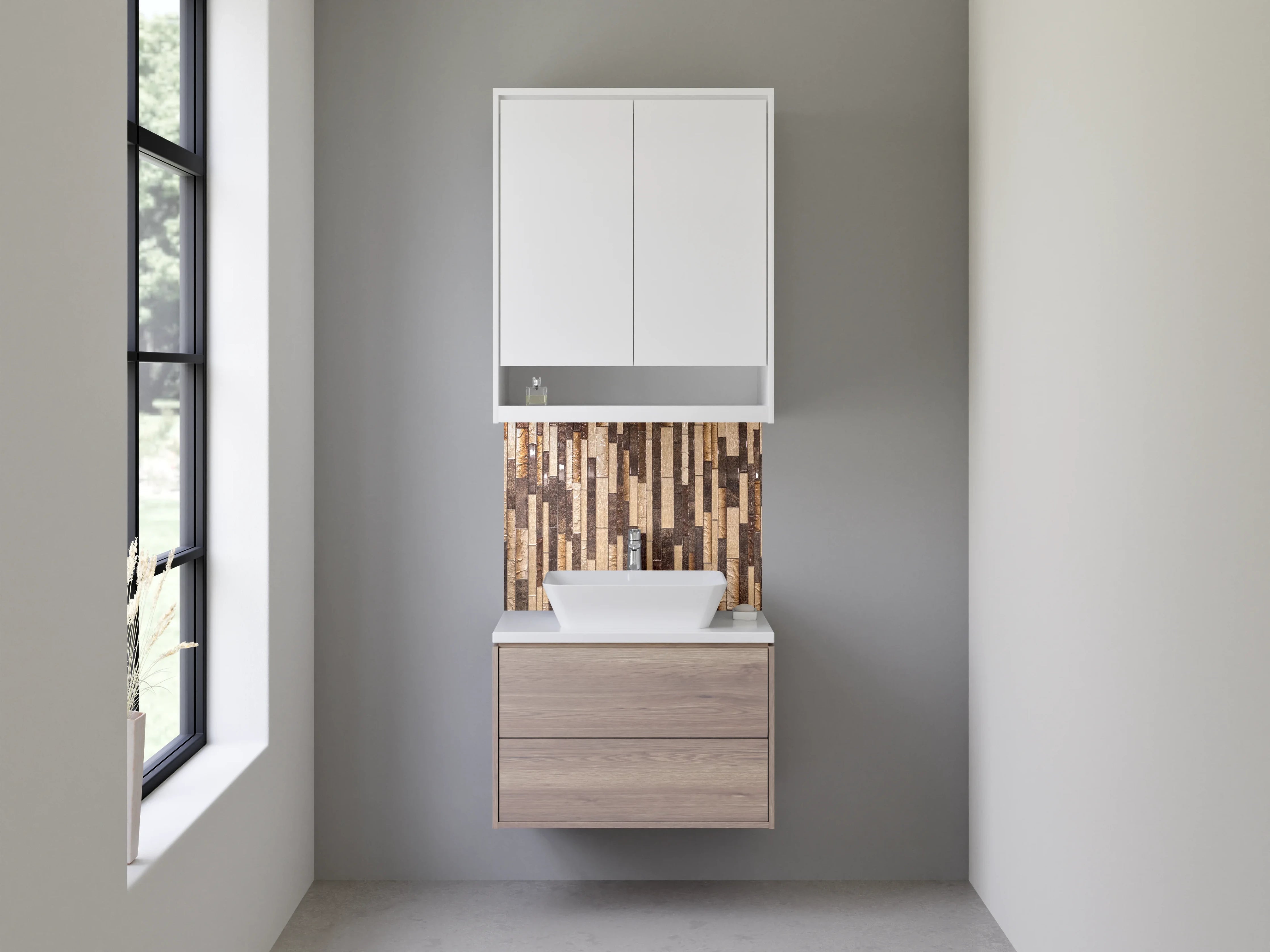 Waschbecken-Rückwand - Mosaik Marmor Fliesen Braun Beige
