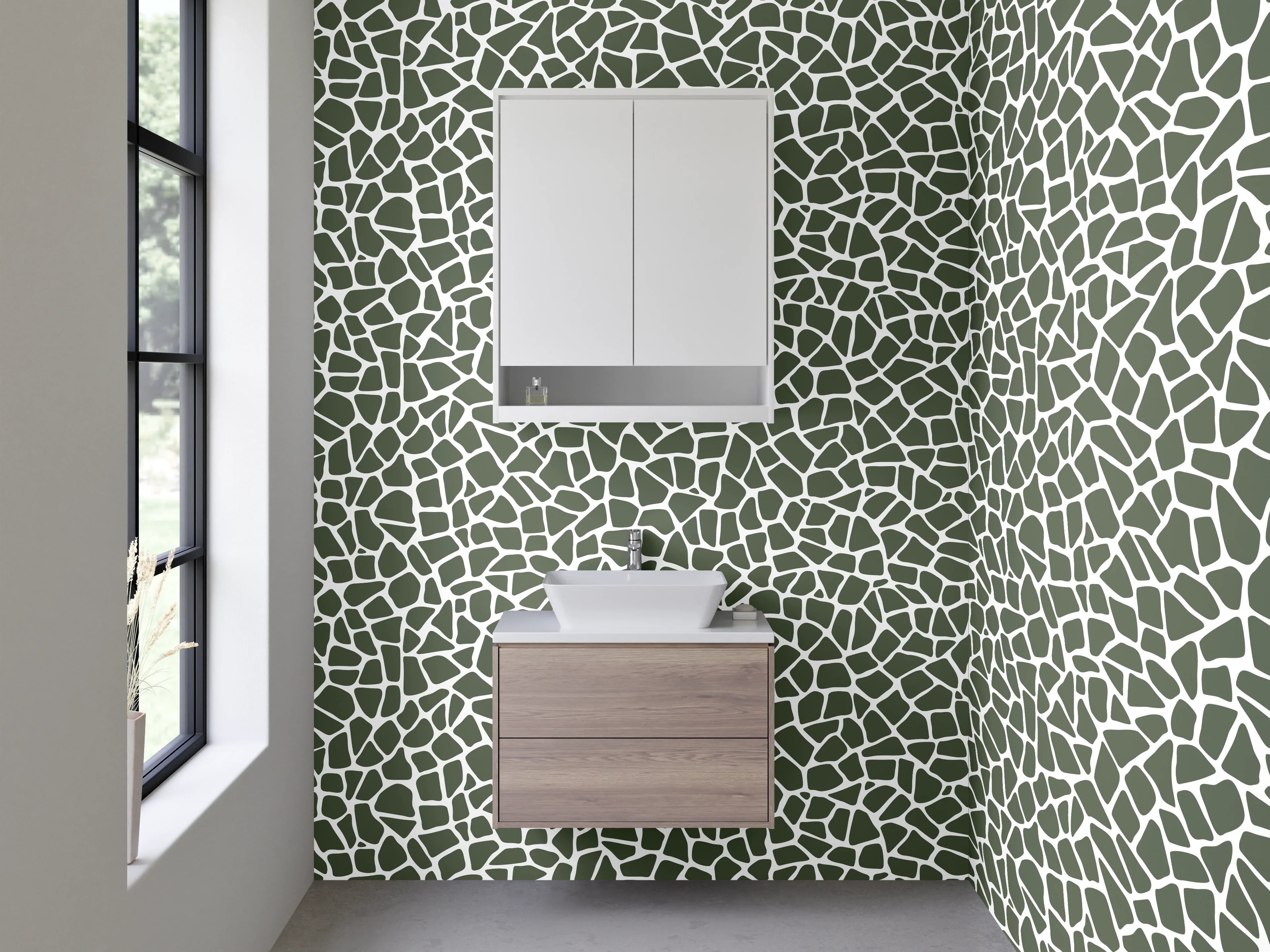 Waschbecken-Rückwand - Mosaik Muster Grau Weiß