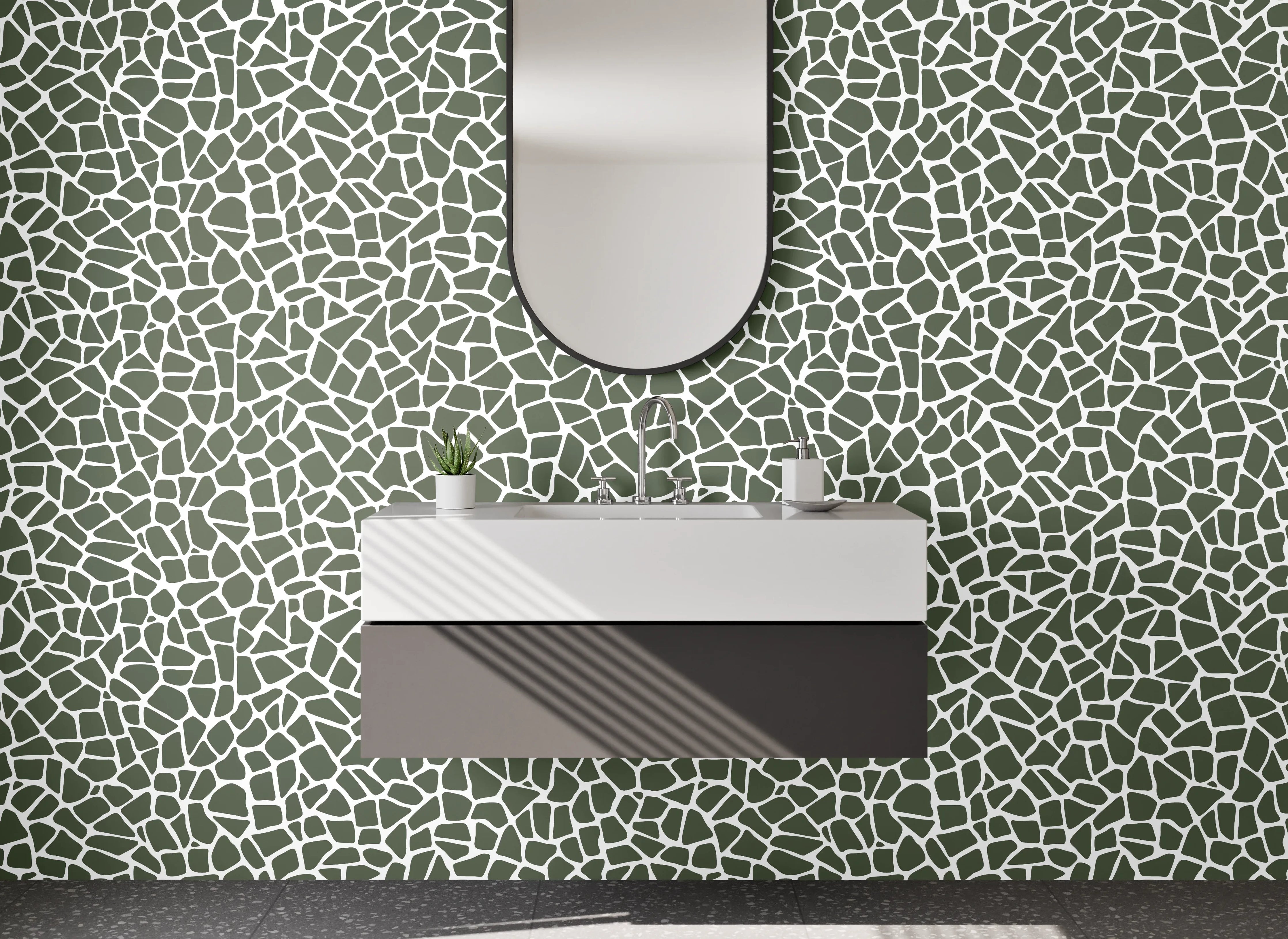 Waschbecken-Rückwand - Mosaik Muster Grau Weiß