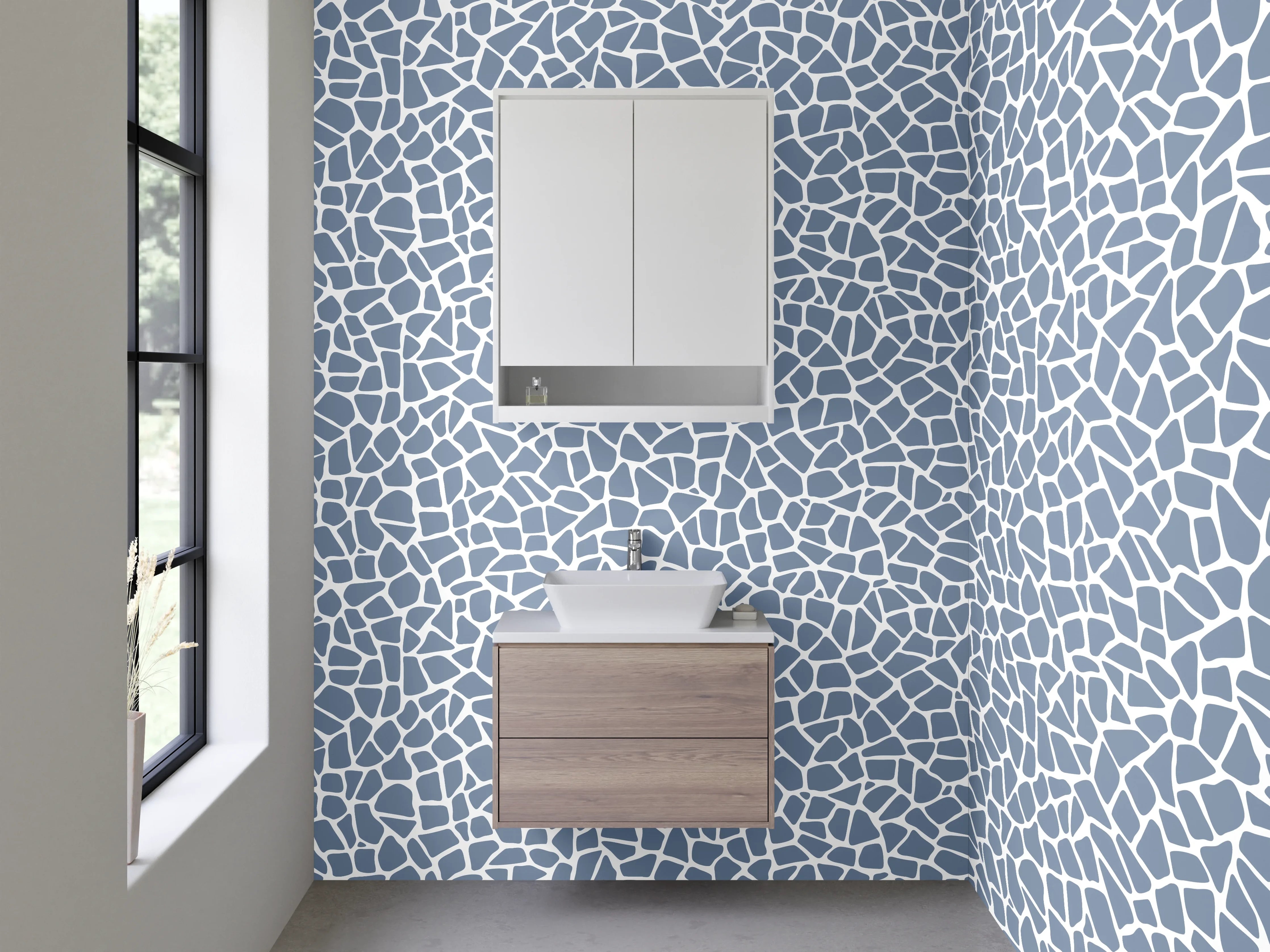 Waschbecken-Rückwand - Mosaik Muster Hellblau Weiß
