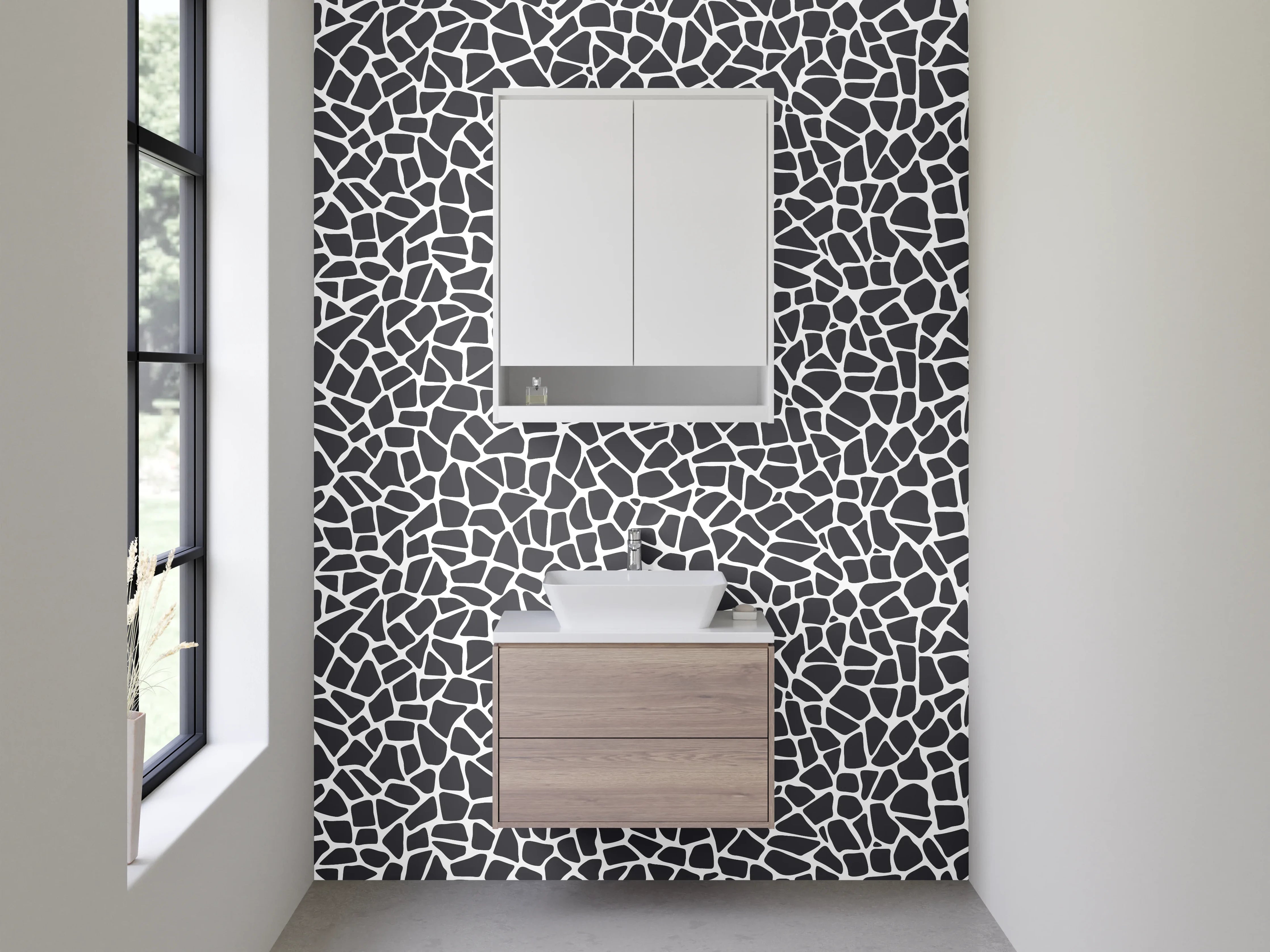 Waschbecken-Rückwand - Mosaik Muster Schwarz-Weiß Modern