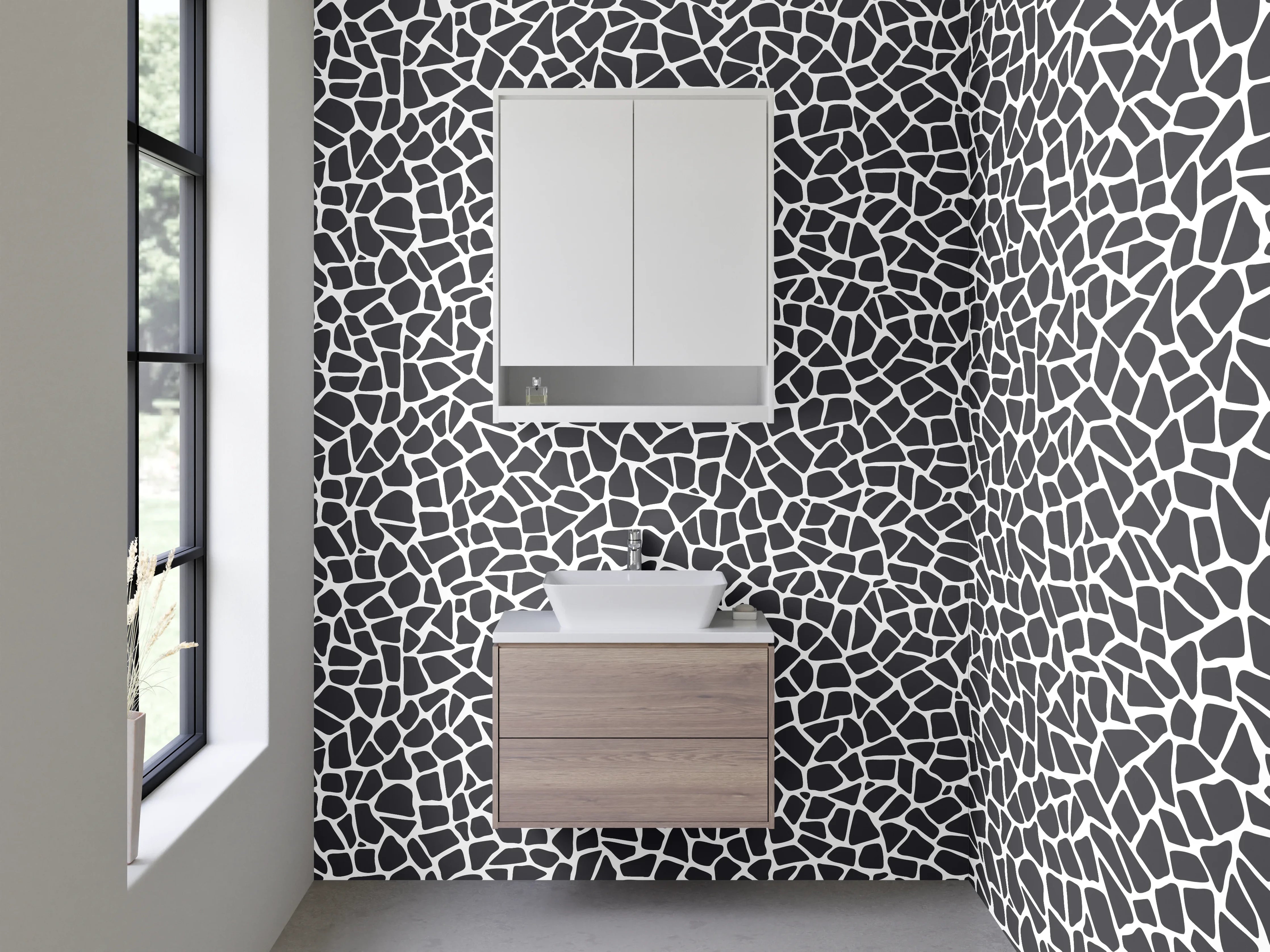 Waschbecken-Rückwand - Mosaik Muster Schwarz-Weiß Modern