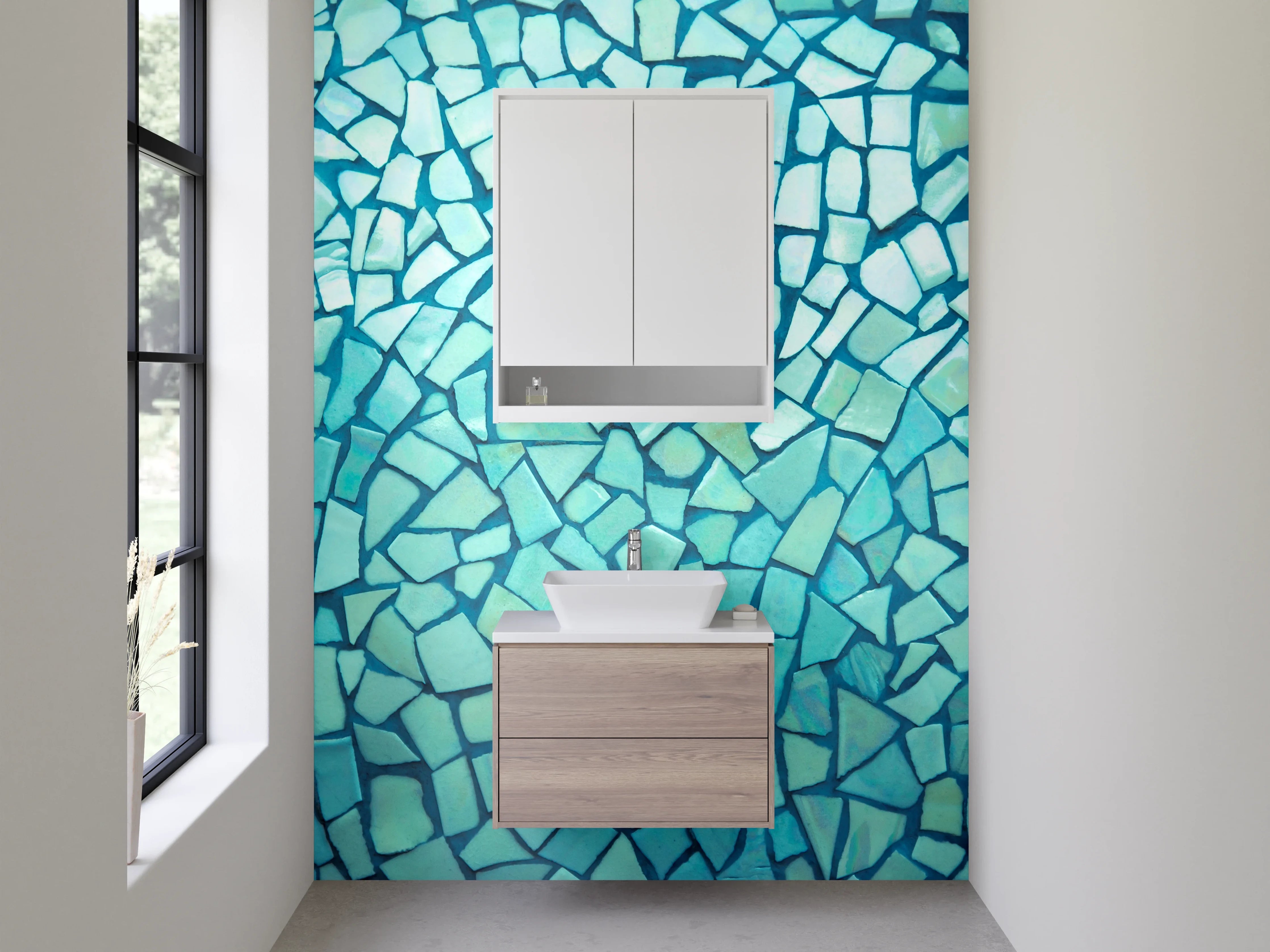 Waschbecken-Rückwand - Mosaik Türkis Fliesenoptik Wandbild