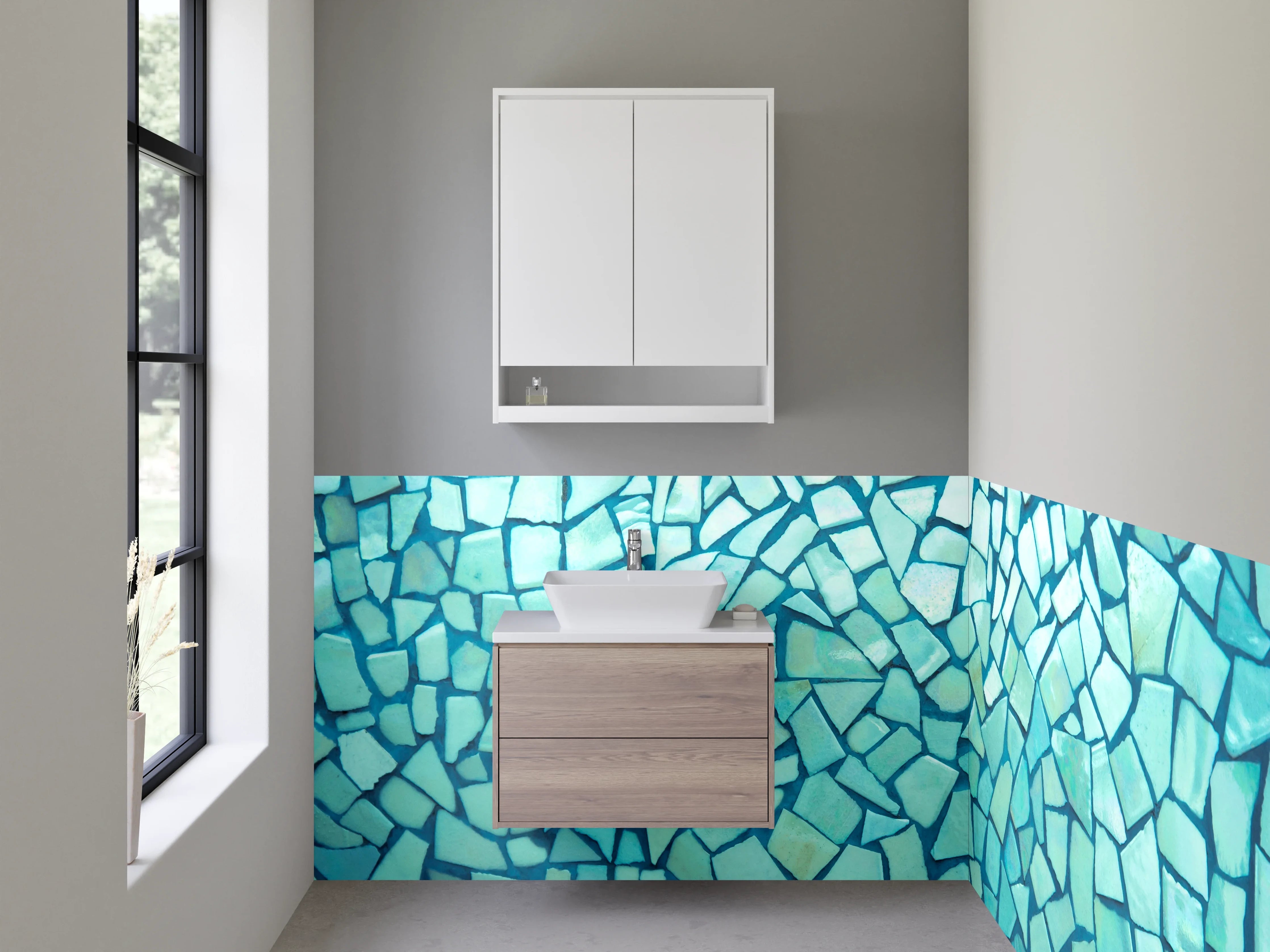 Waschbecken-Rückwand - Mosaik Türkis Fliesenoptik Wandbild