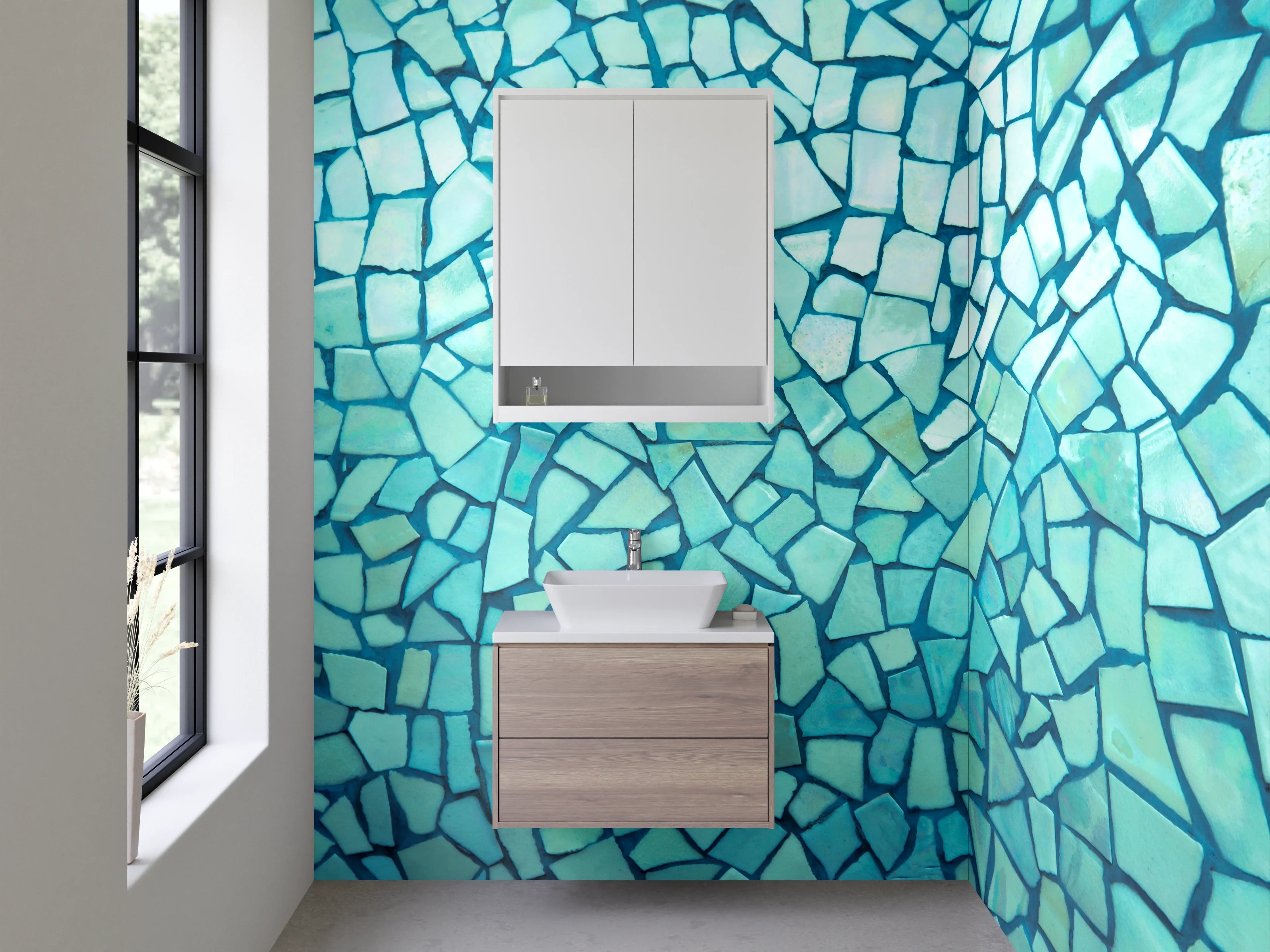 Waschbecken-Rückwand - Mosaik Türkis Fliesenoptik Wandbild