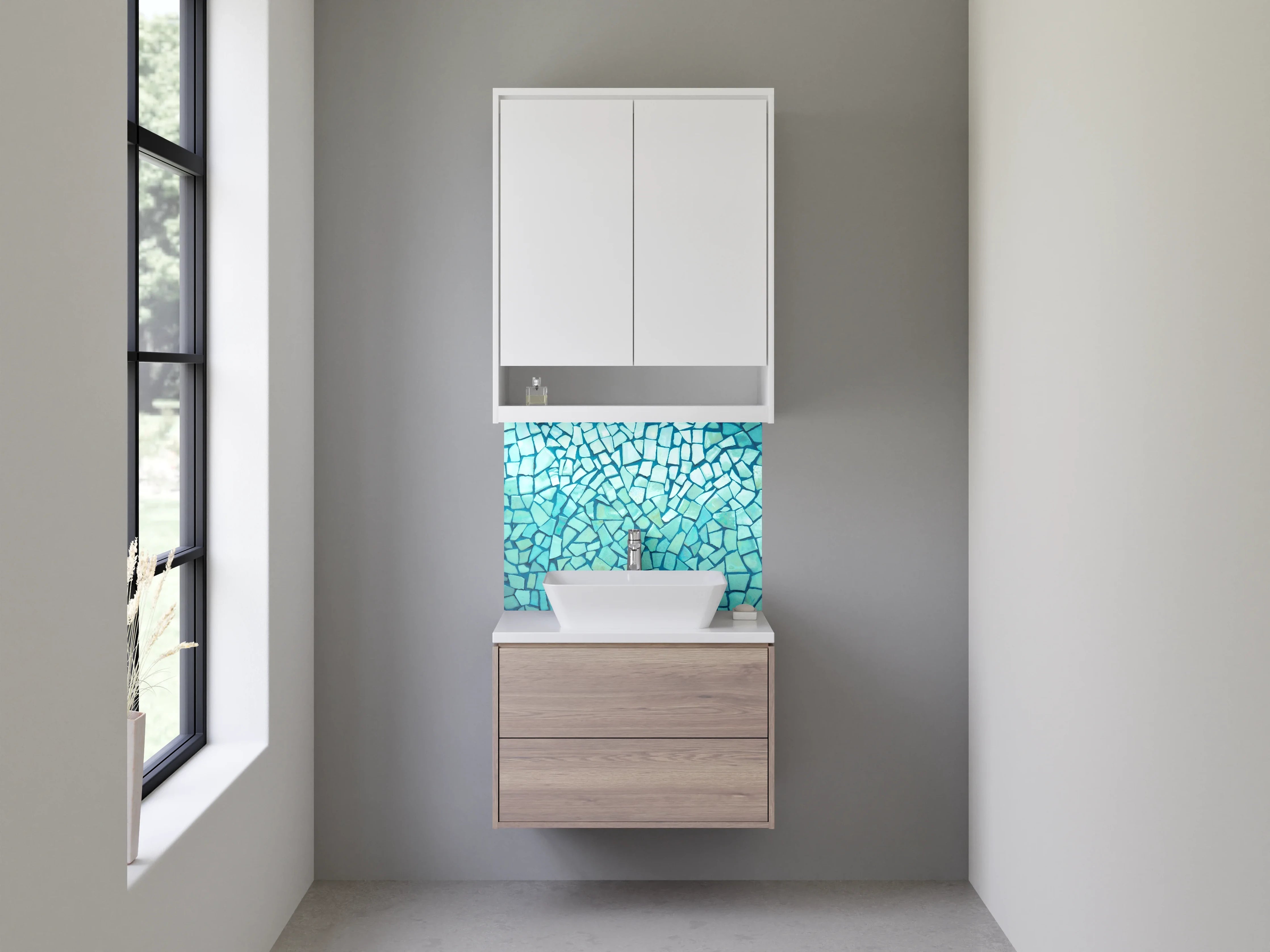 Waschbecken-Rückwand - Mosaik Türkis Fliesenoptik Wandbild