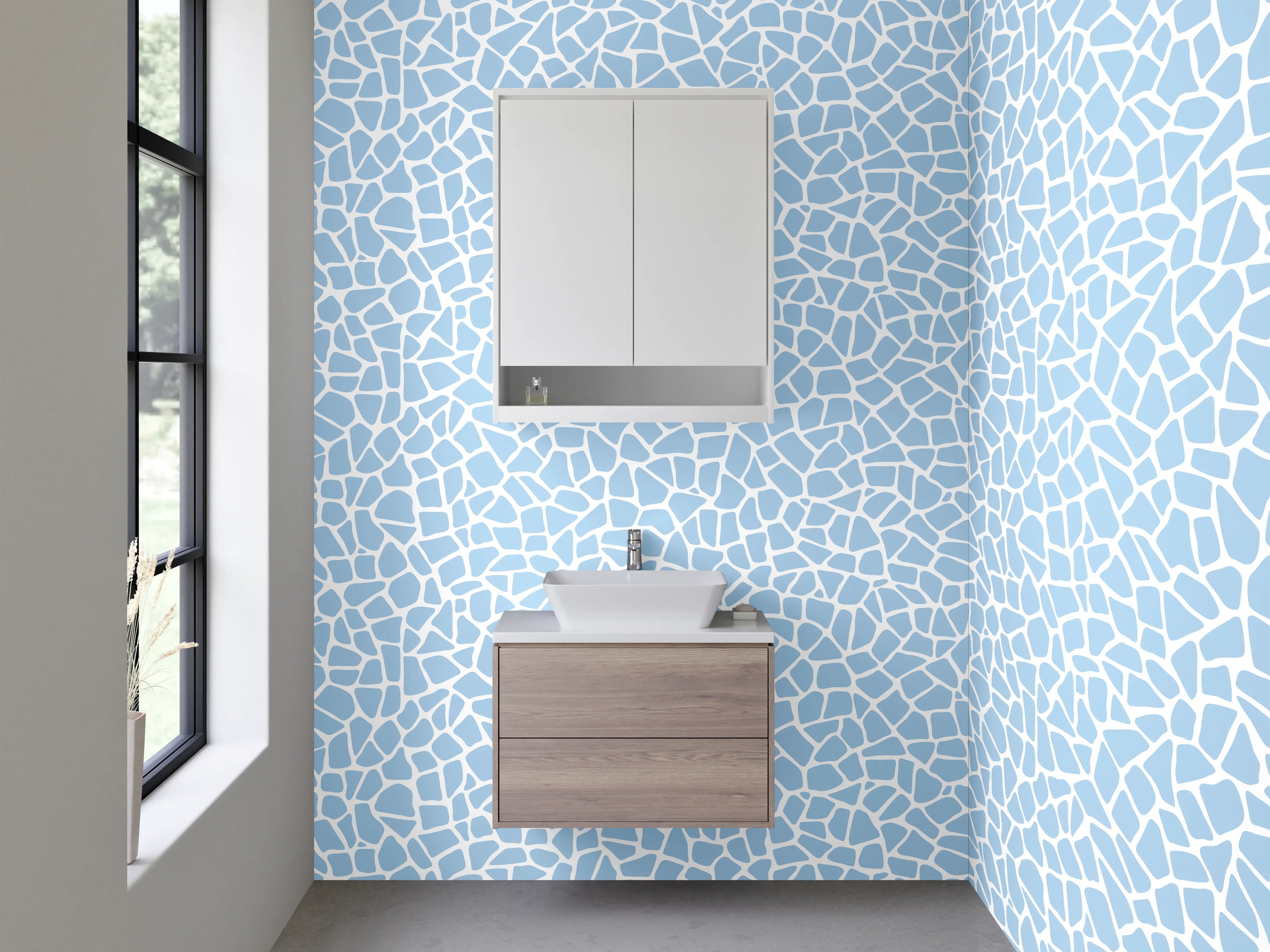 Waschbecken-Rückwand - Mosaik Wasserstruktur Hellblau Modern
