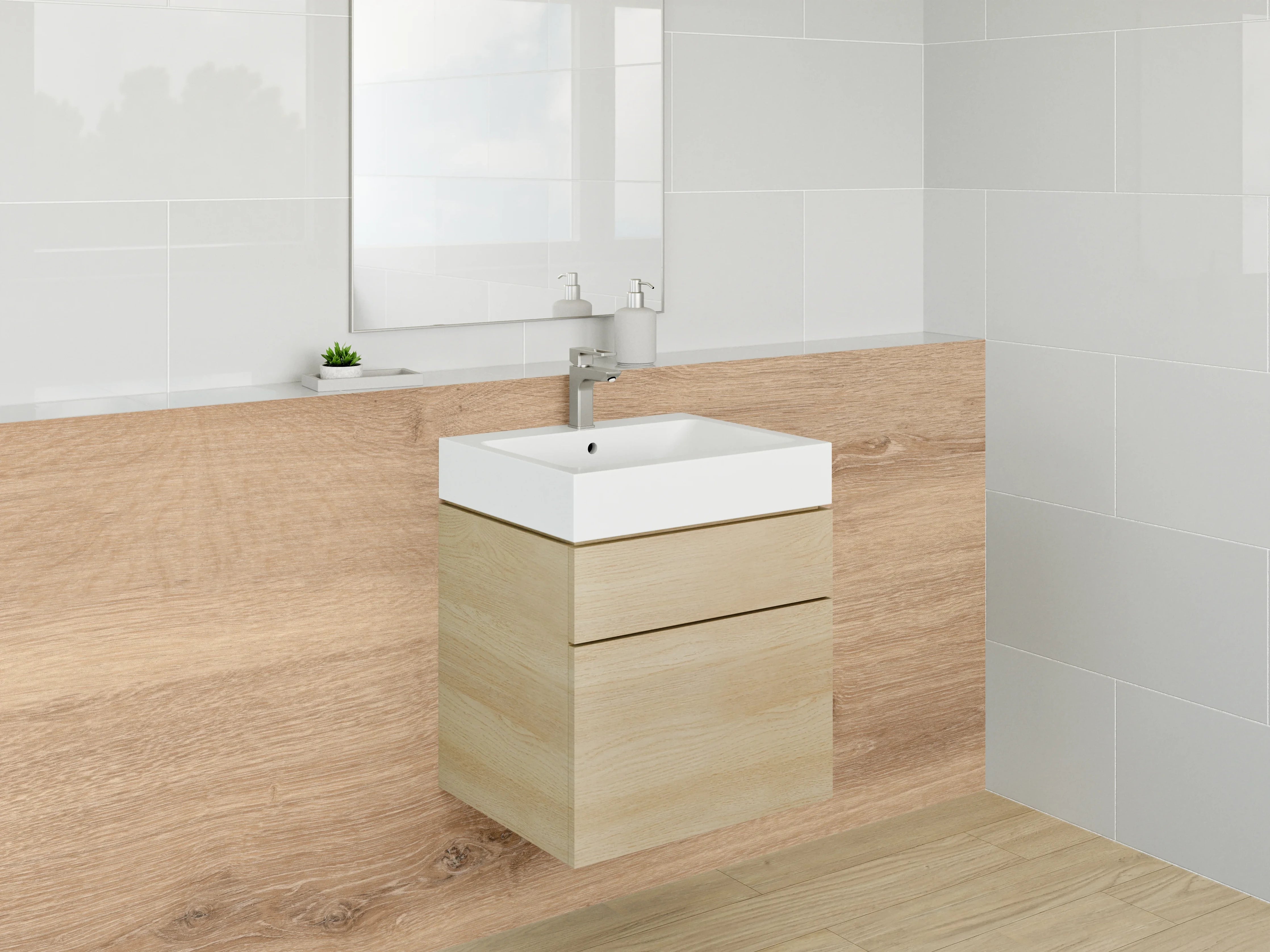 Waschbecken-Rückwand - Natürliches Holzdekor Eiche – Modern