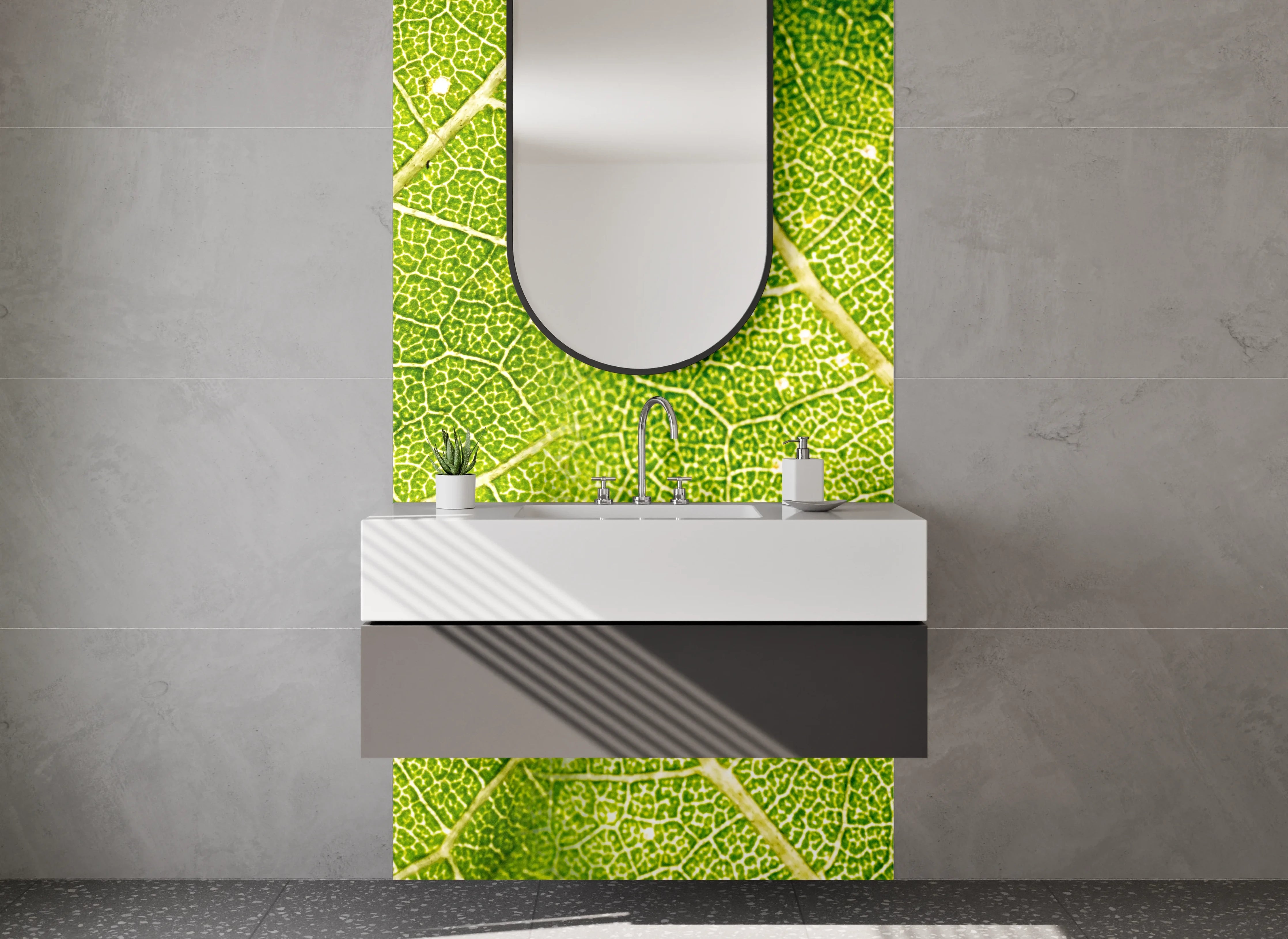 Waschbecken-Rückwand - Natur Blatt Struktur Grün Wandbild