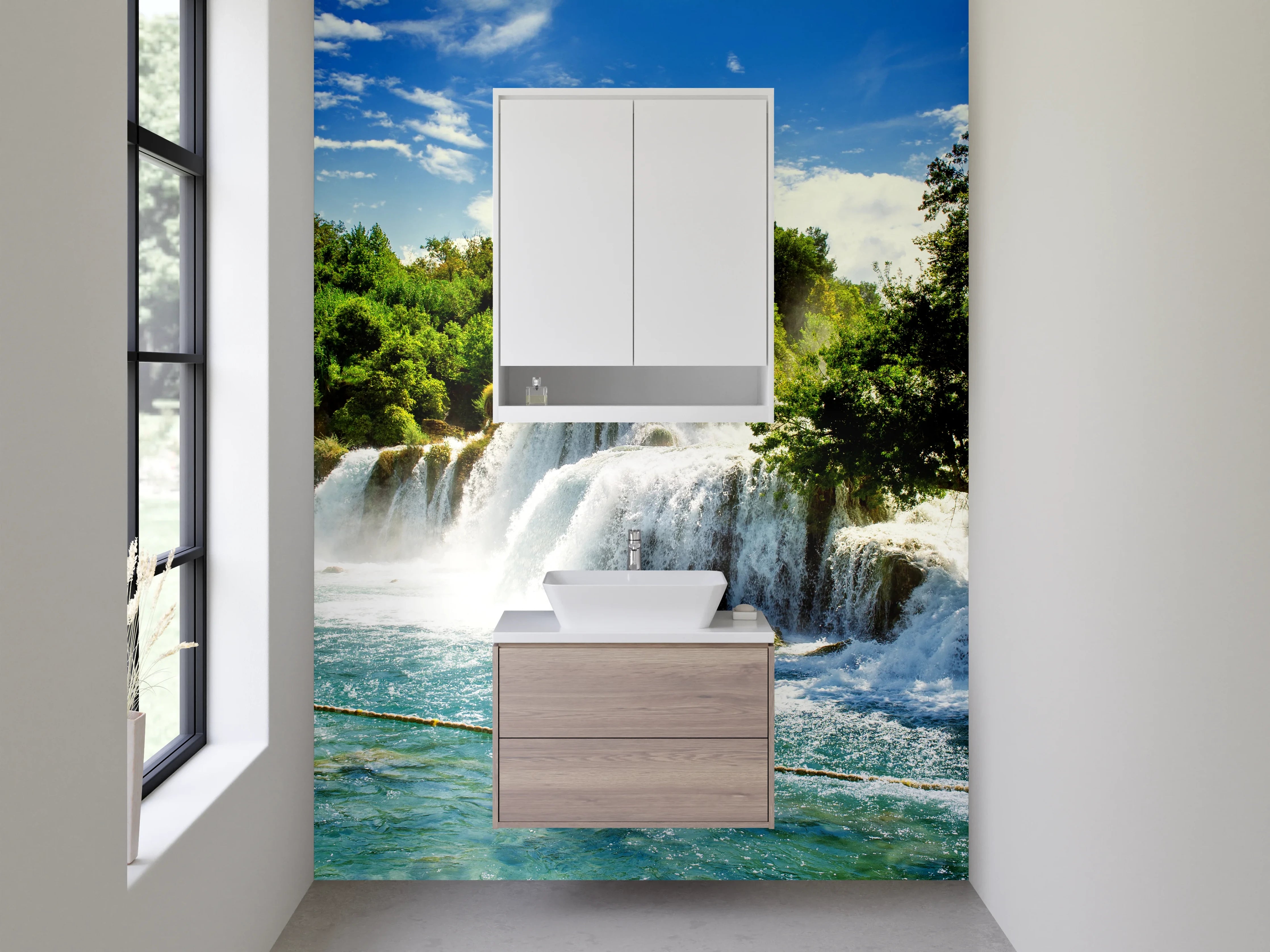 Waschbecken-Rückwand - Natur Wasserfall Landschaft Poster