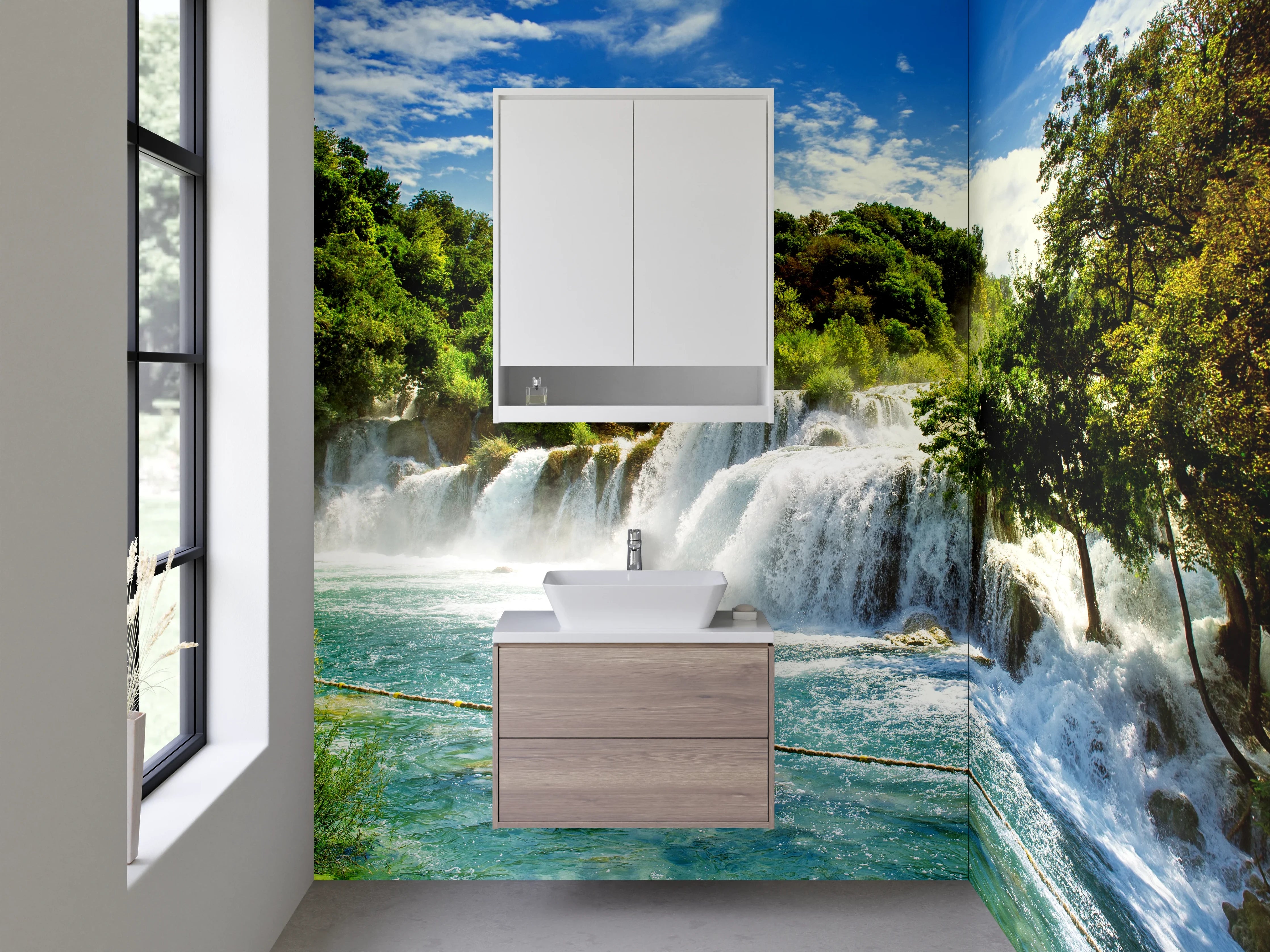 Waschbecken-Rückwand - Natur Wasserfall Landschaft Poster