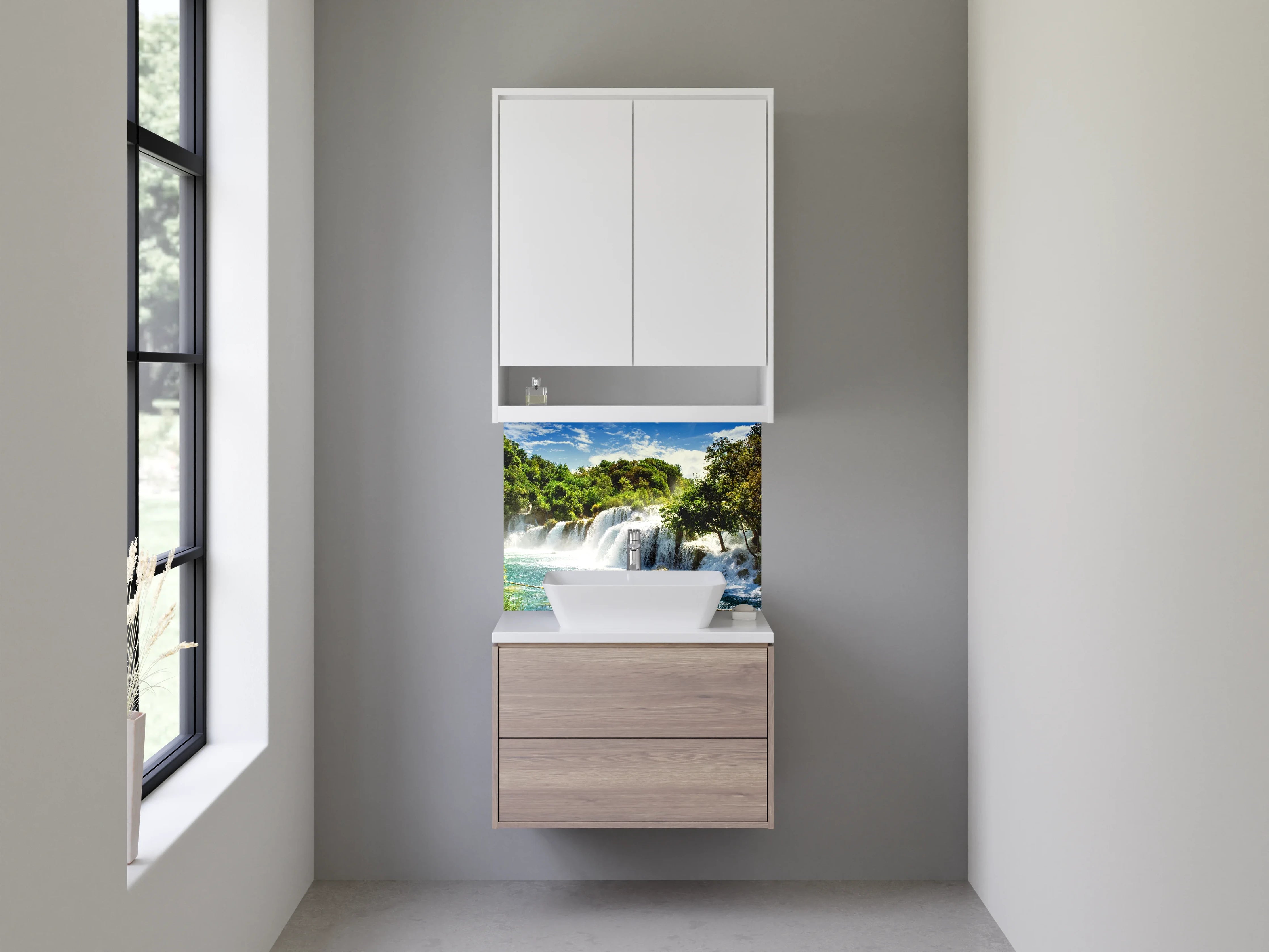 Waschbecken-Rückwand - Natur Wasserfall Landschaft Poster