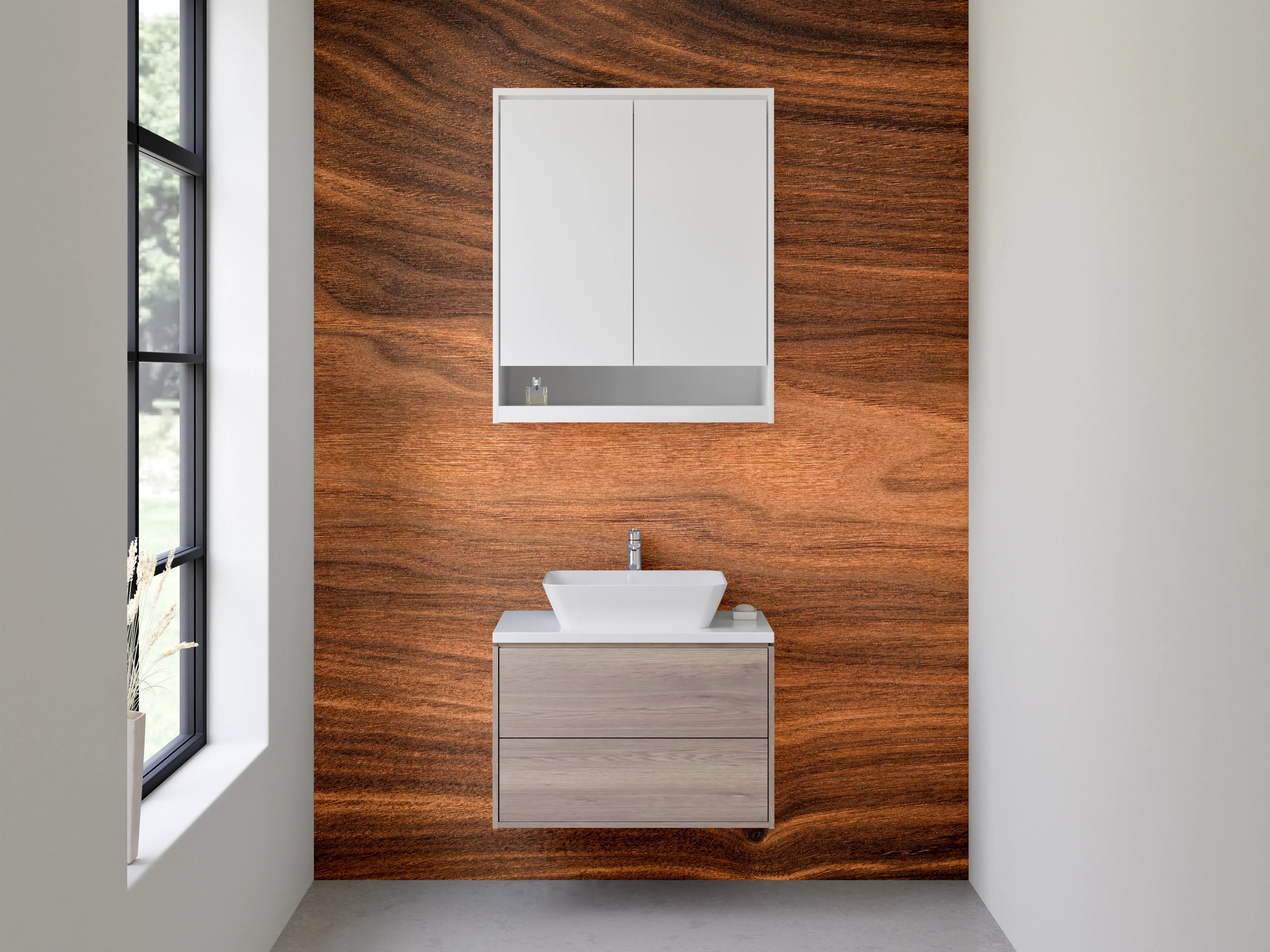 Waschbecken-Rückwand - Naturholz Maserung Design