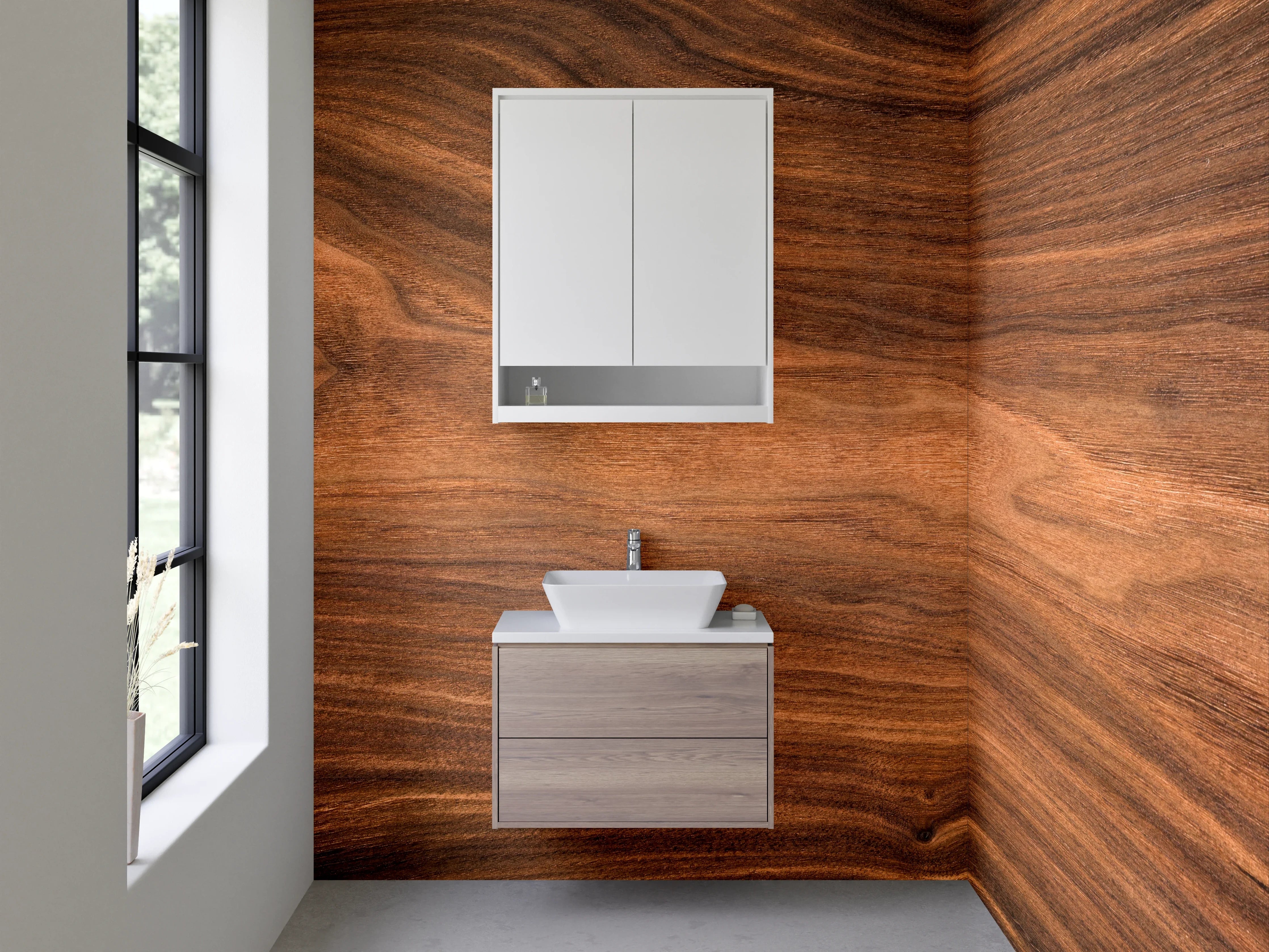 Waschbecken-Rückwand - Naturholz Maserung Design