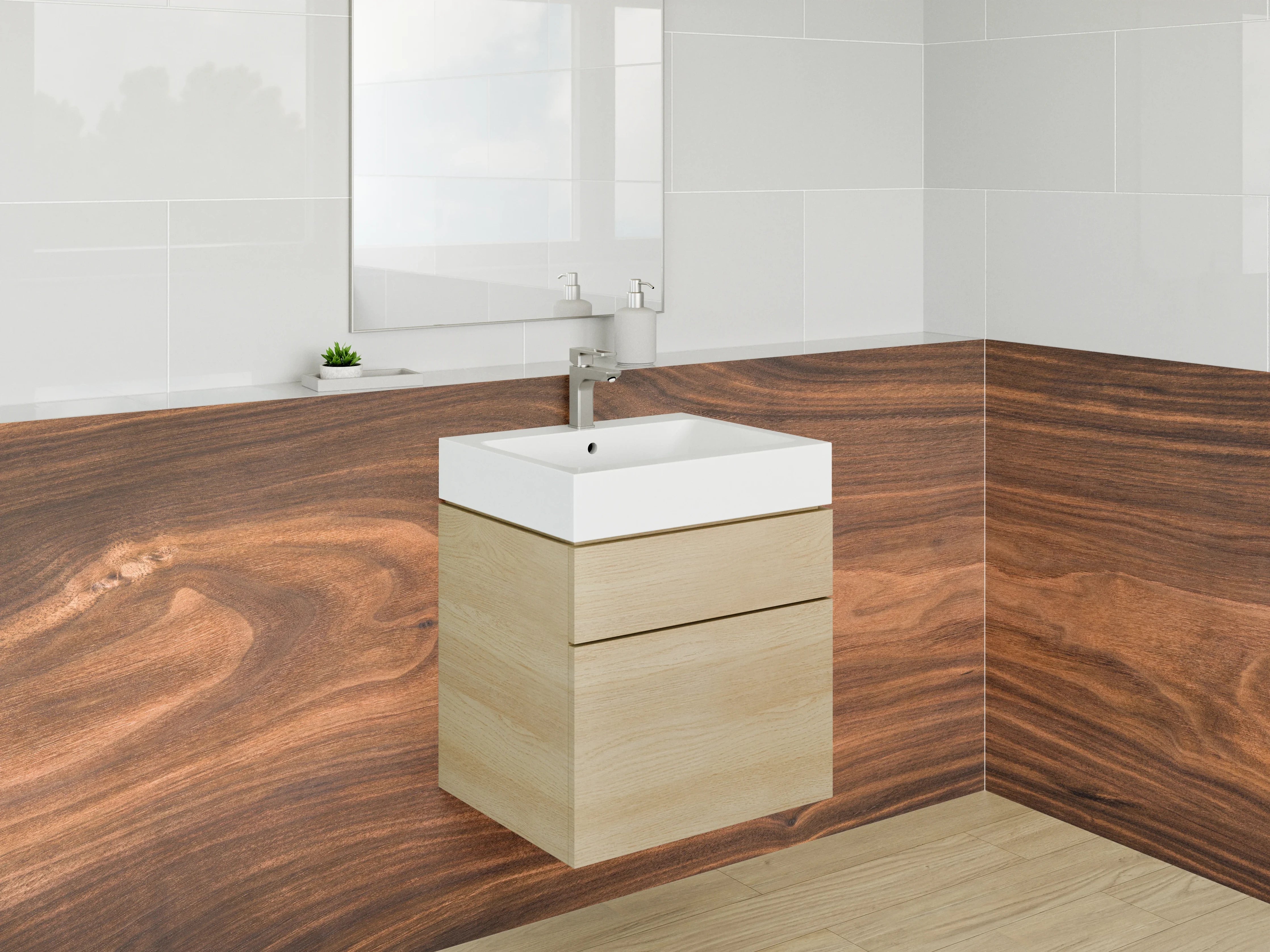 Waschbecken-Rückwand - Naturholz Maserung Design