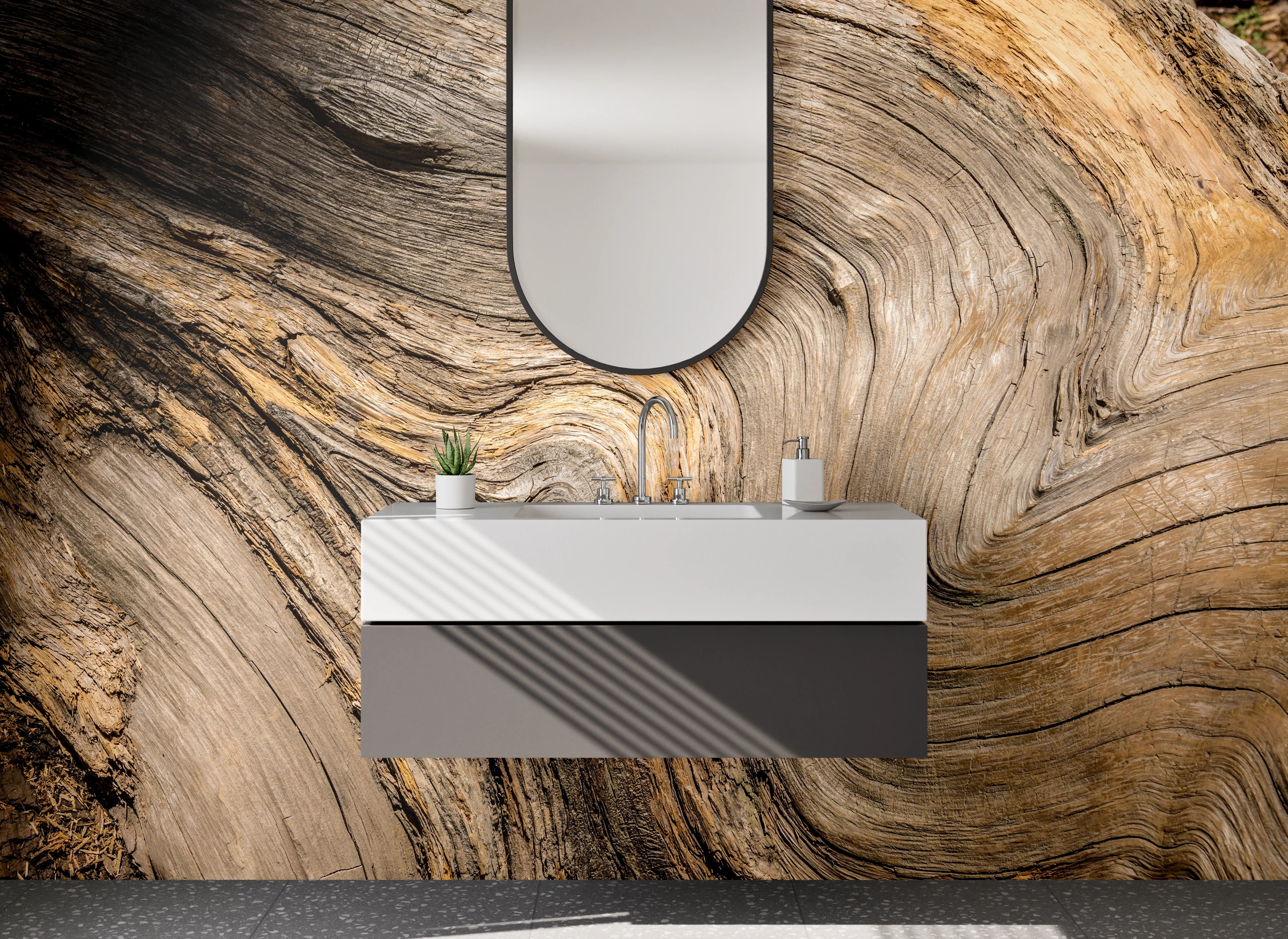 Waschbecken-Rückwand - Naturholz Maserung Fotodruck