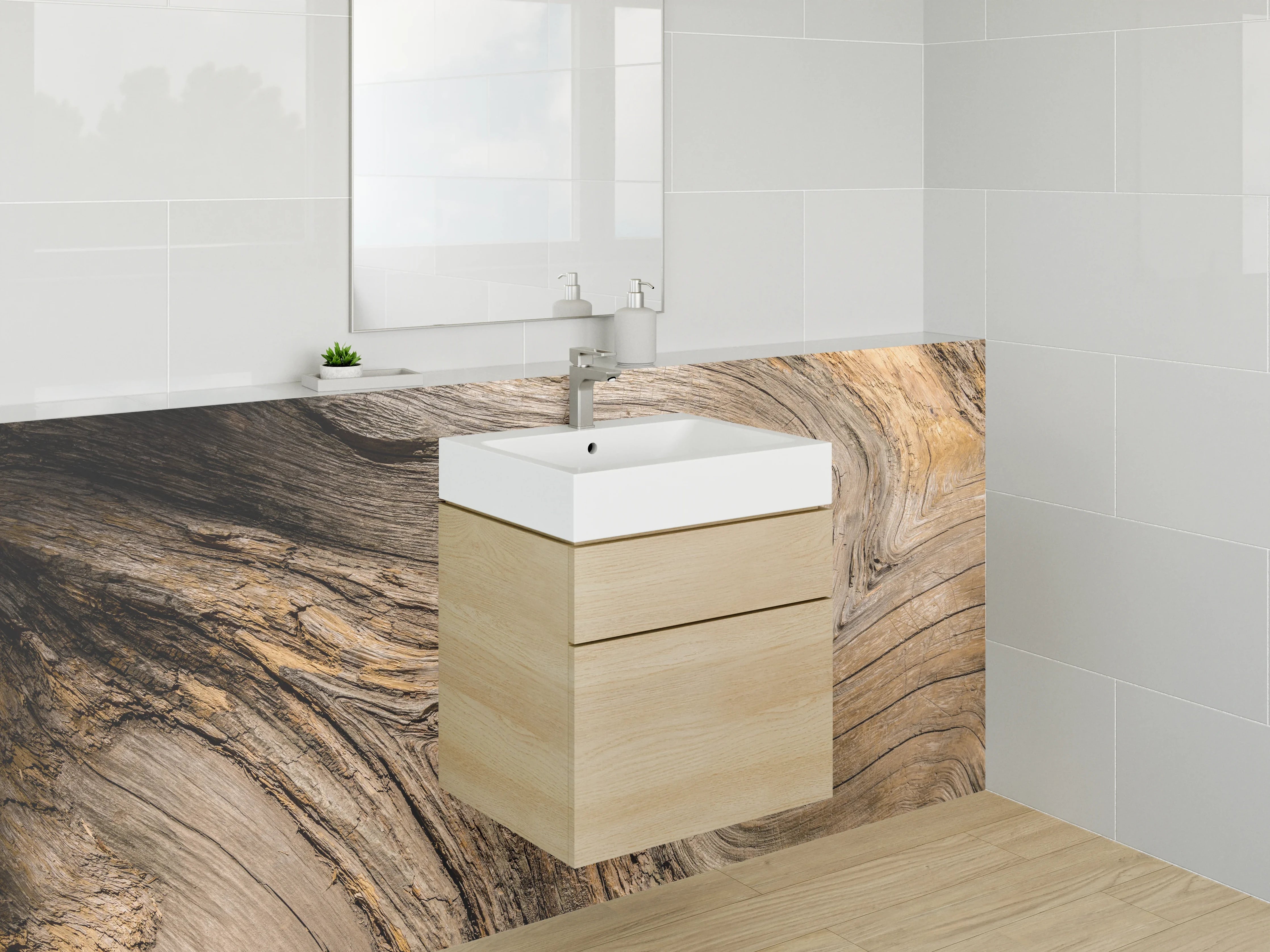 Waschbecken-Rückwand - Naturholz Maserung Fotodruck