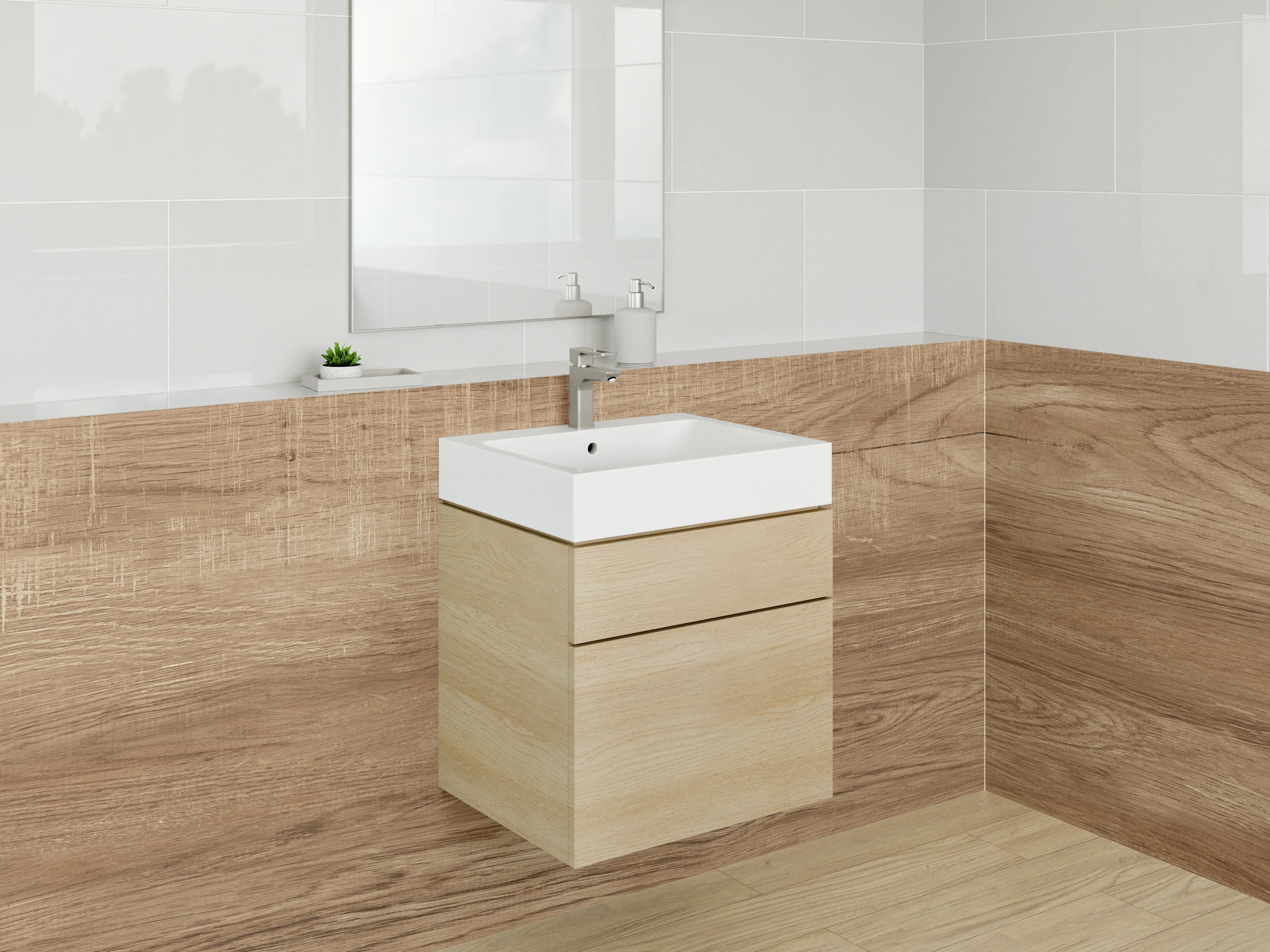 Waschbecken-Rückwand - Naturholz-Optik: Eiche Dekor