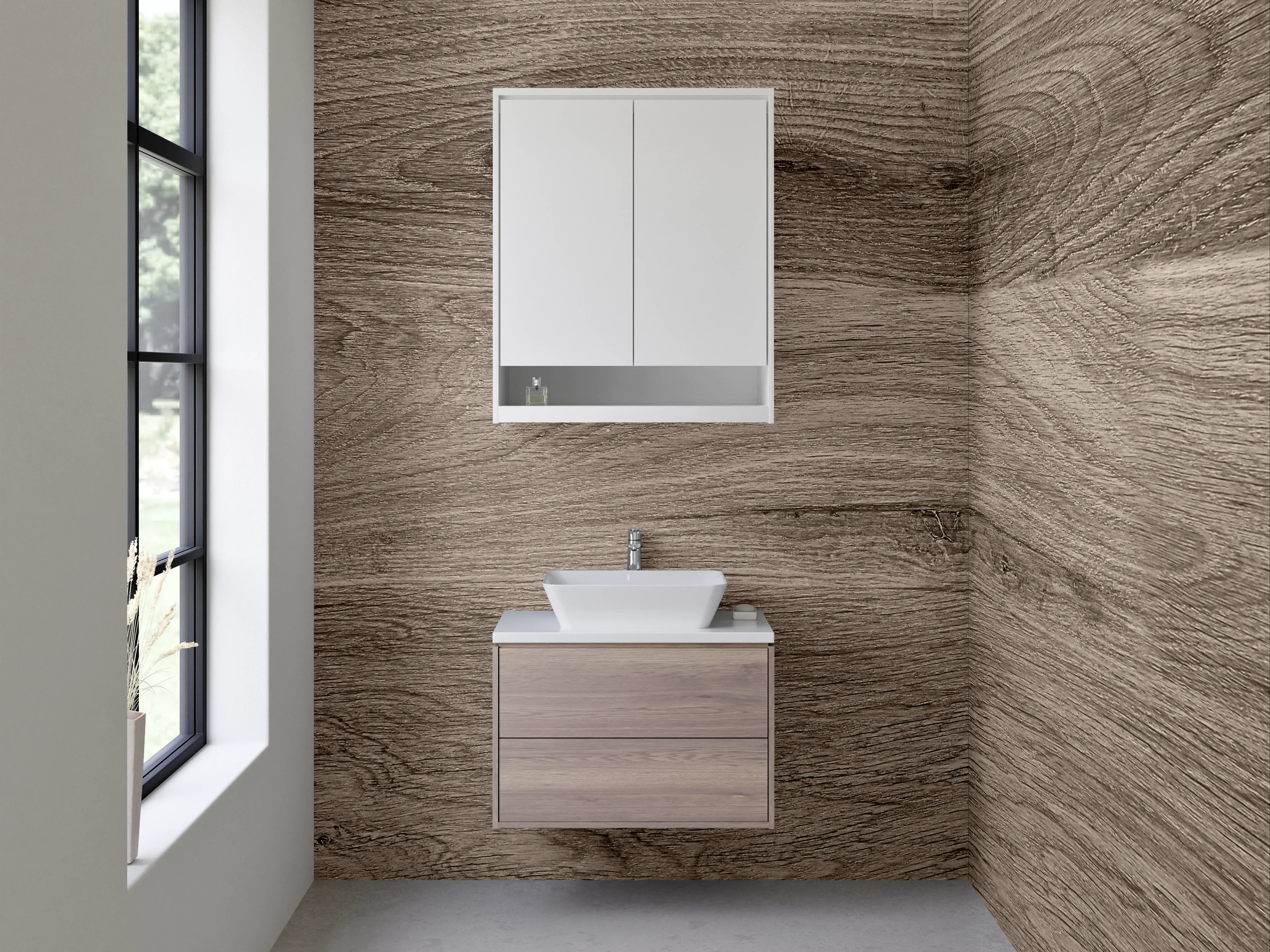 Waschbecken-Rückwand - Naturholzmuster