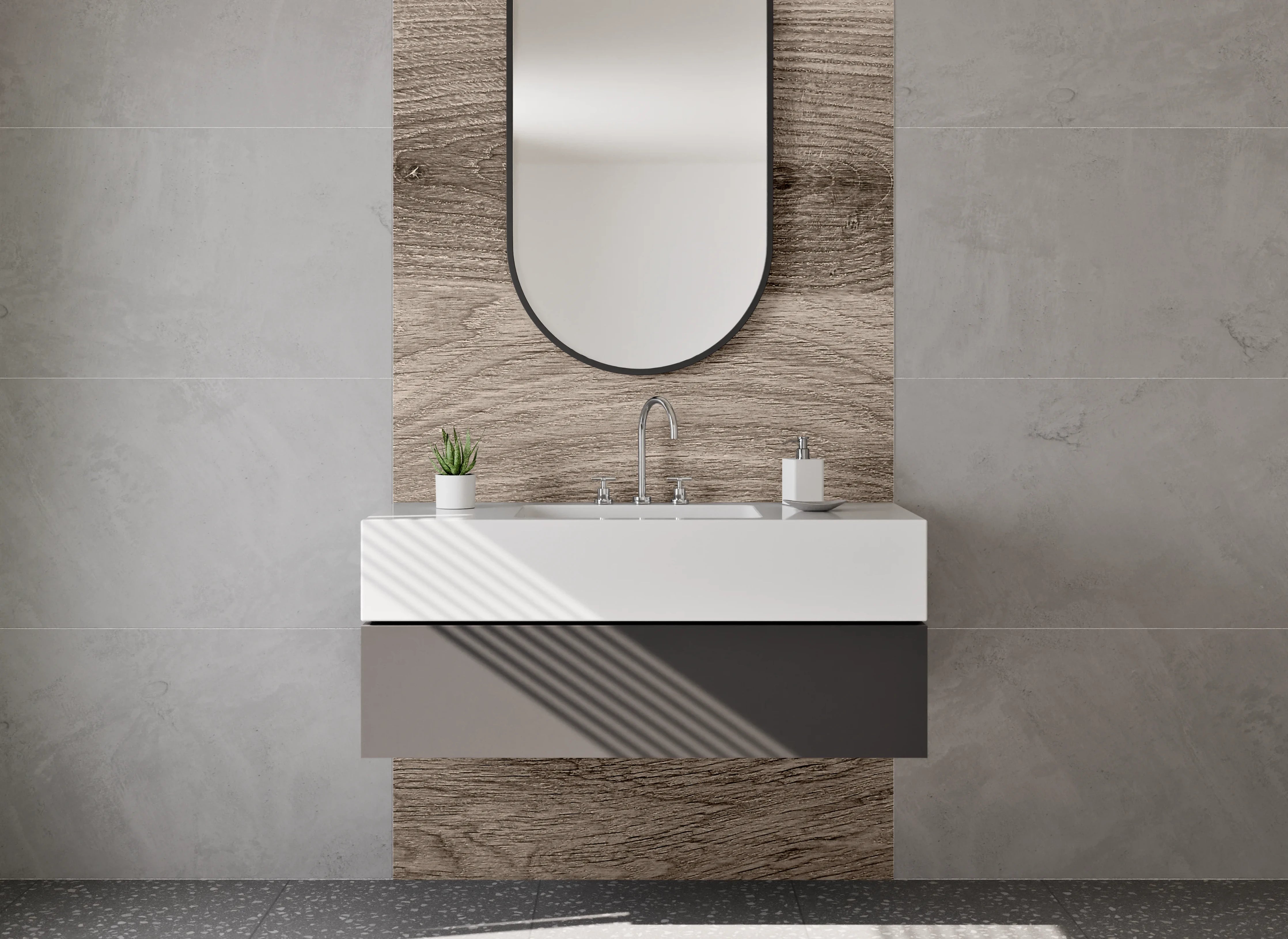 Waschbecken-Rückwand - Naturholzmuster