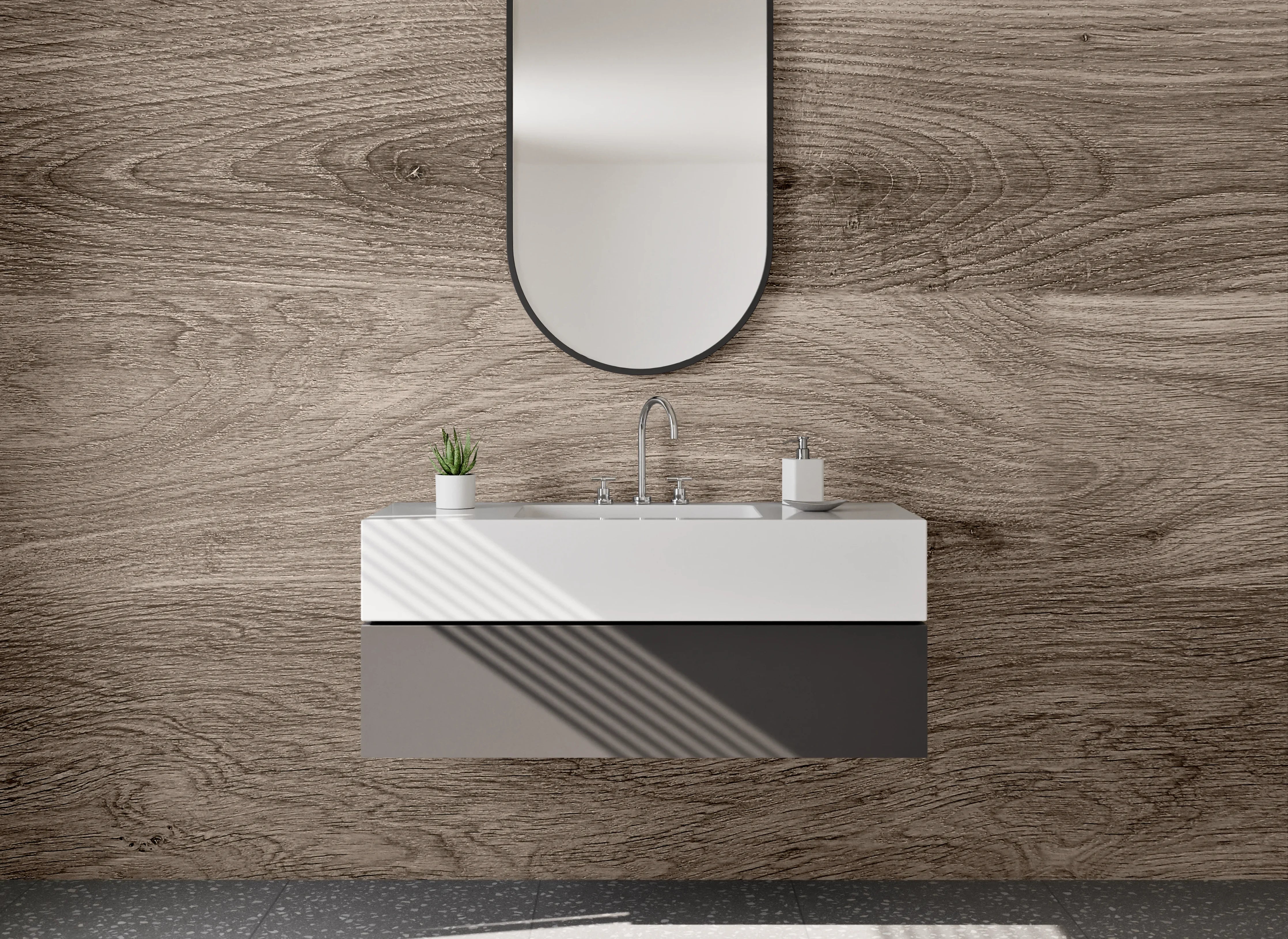 Waschbecken-Rückwand - Naturholzmuster