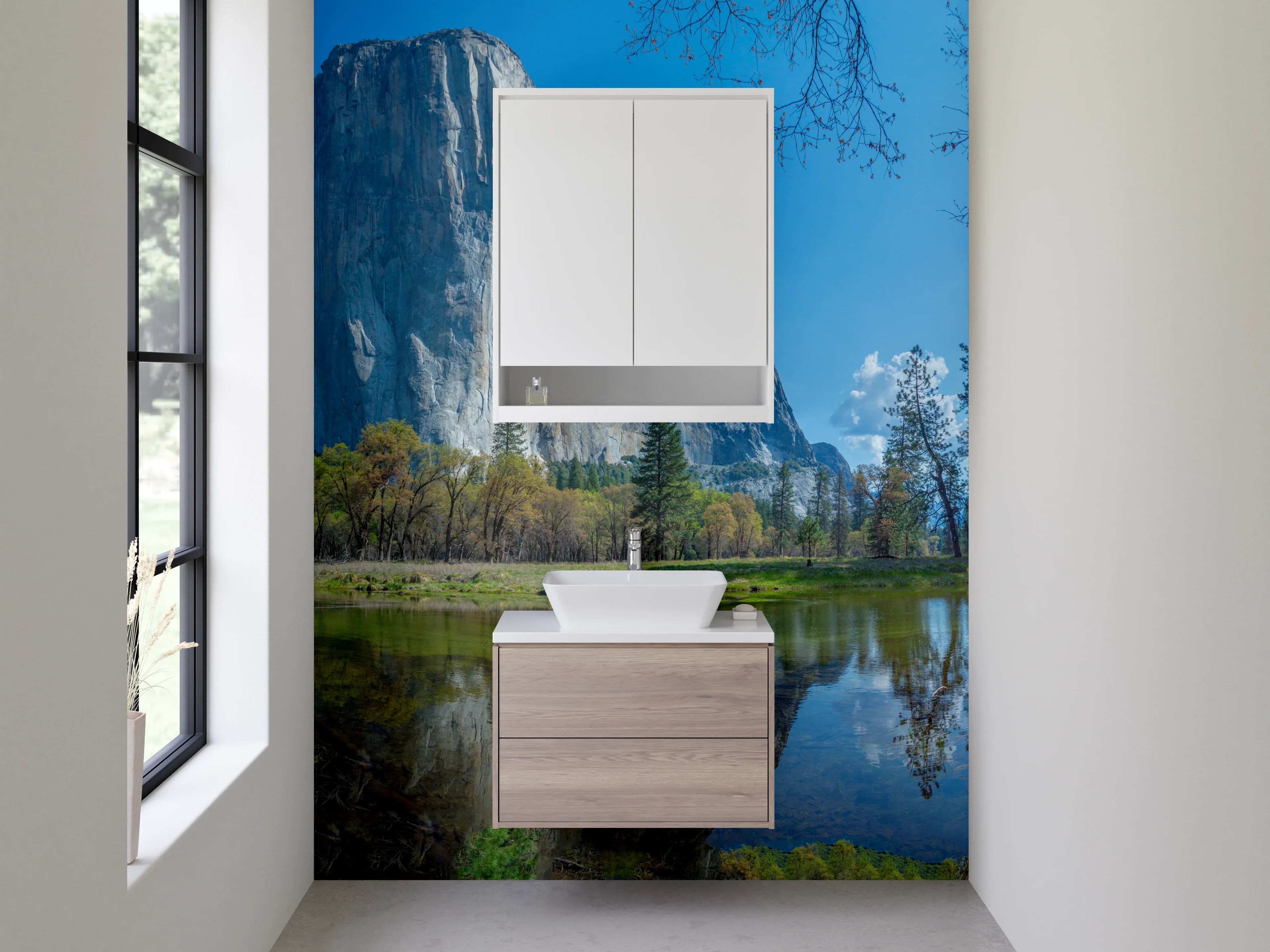 Waschbecken-Rückwand - Naturparadies am Wasser