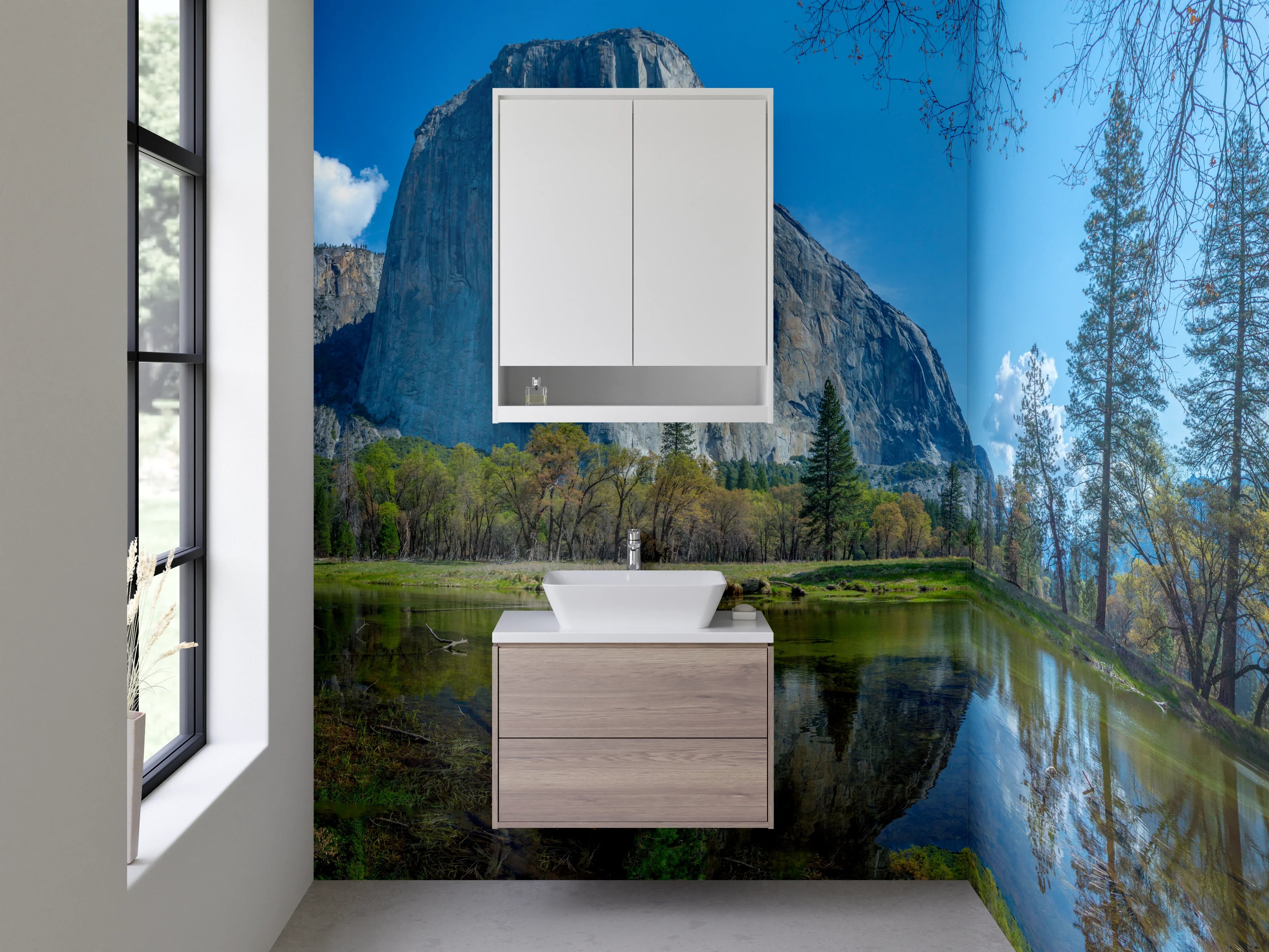 Waschbecken-Rückwand - Naturparadies am Wasser