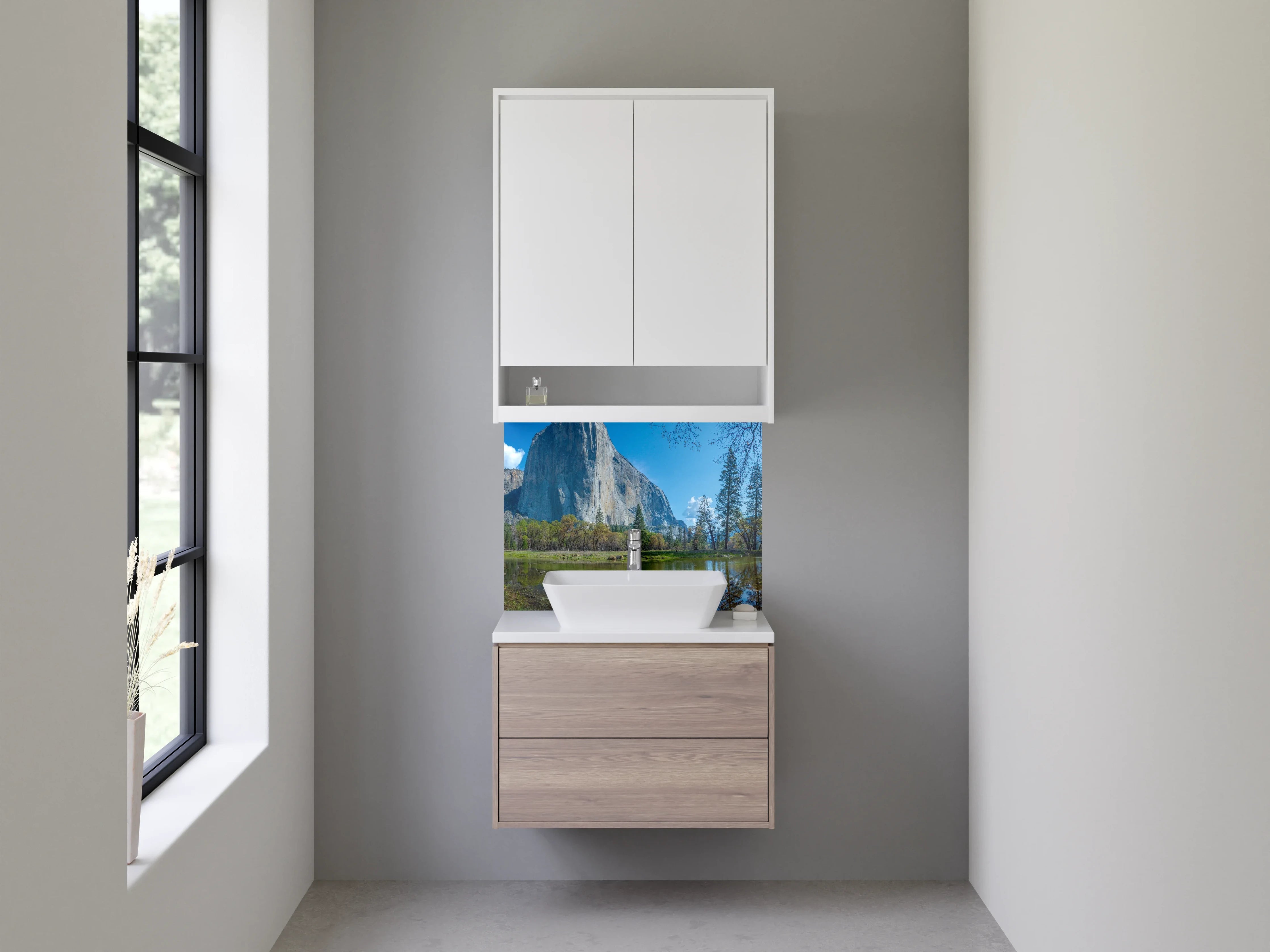 Waschbecken-Rückwand - Naturparadies am Wasser