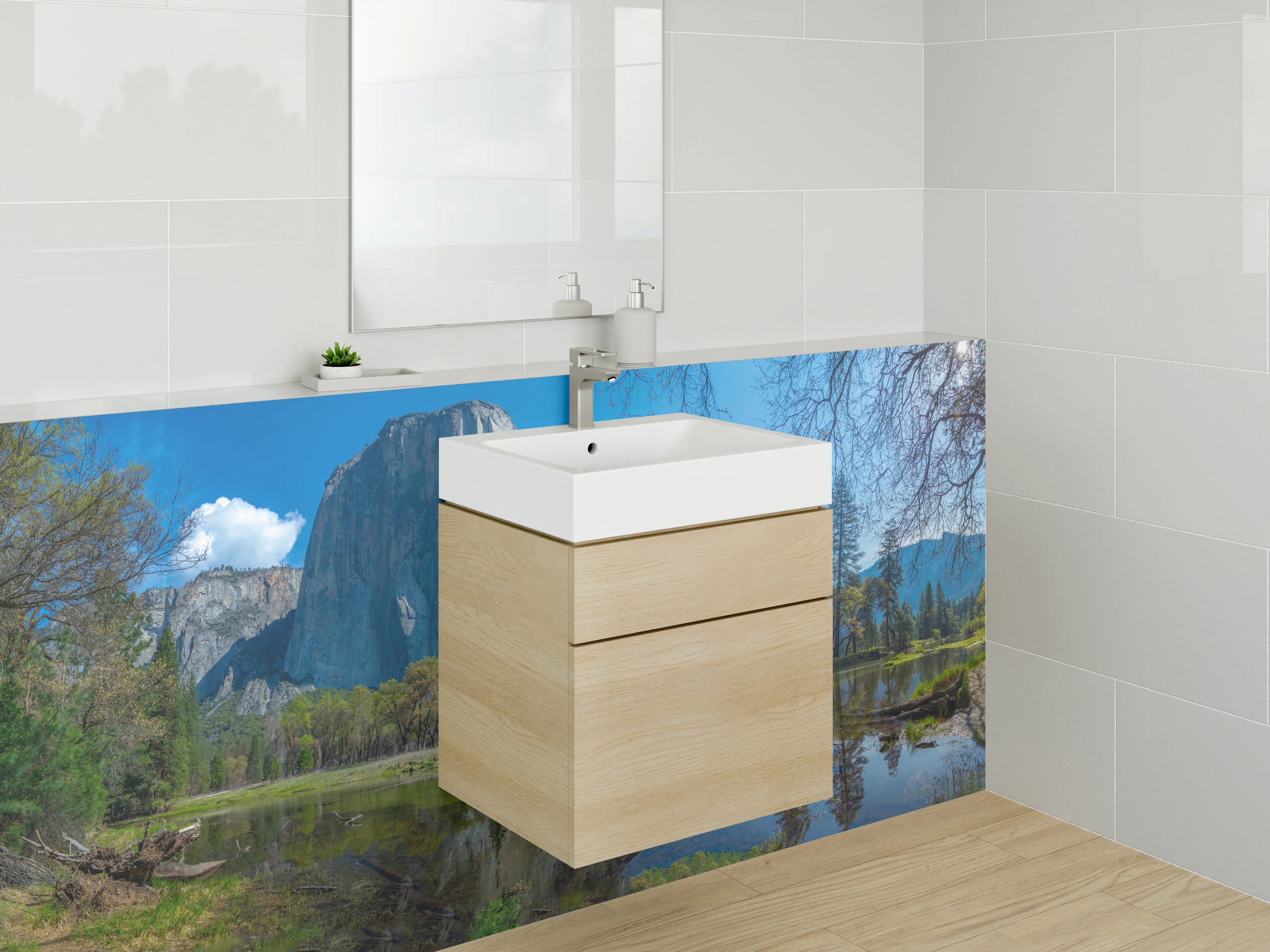 Waschbecken-Rückwand - Naturparadies am Wasser