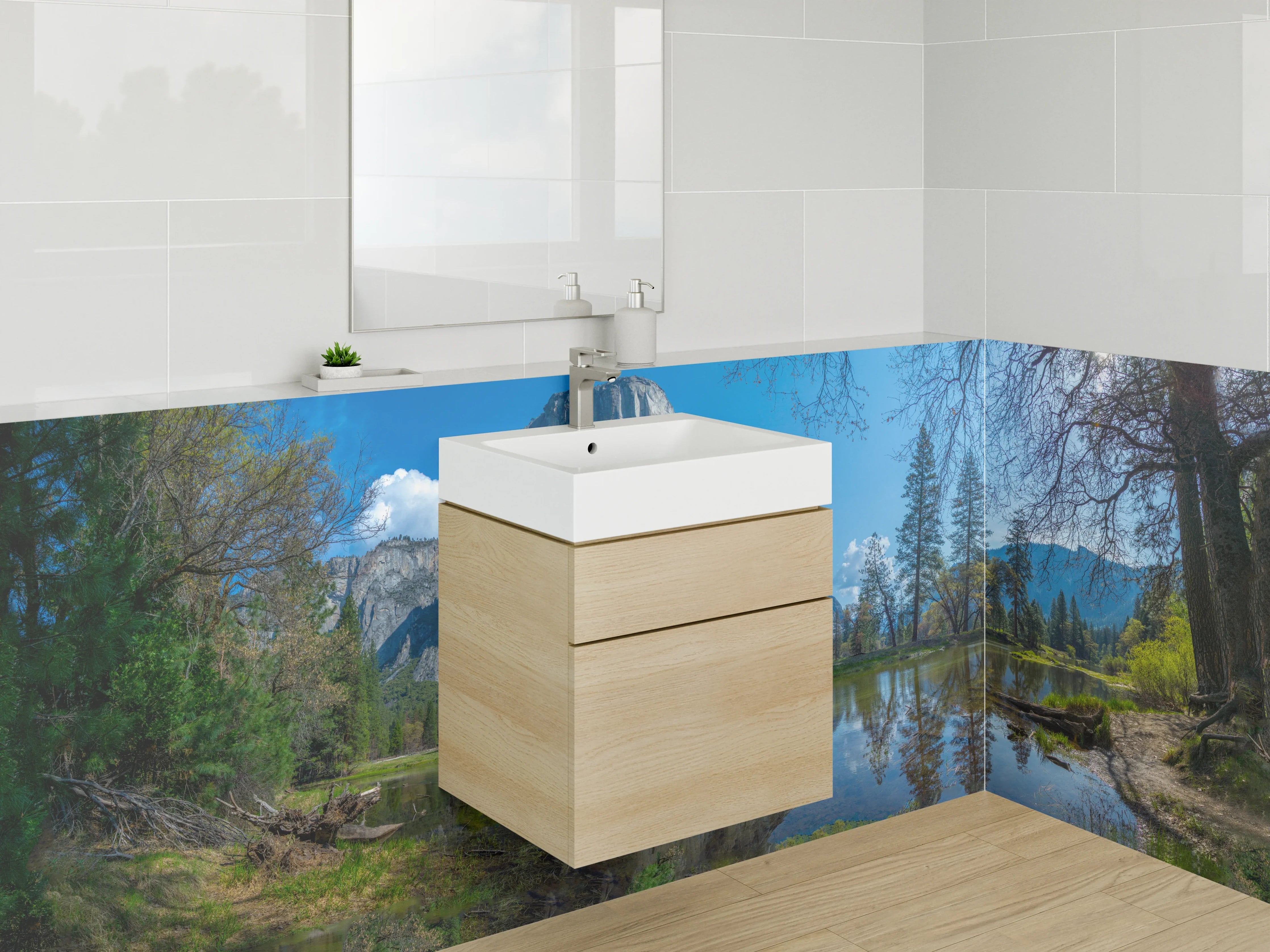 Waschbecken-Rückwand - Naturparadies am Wasser