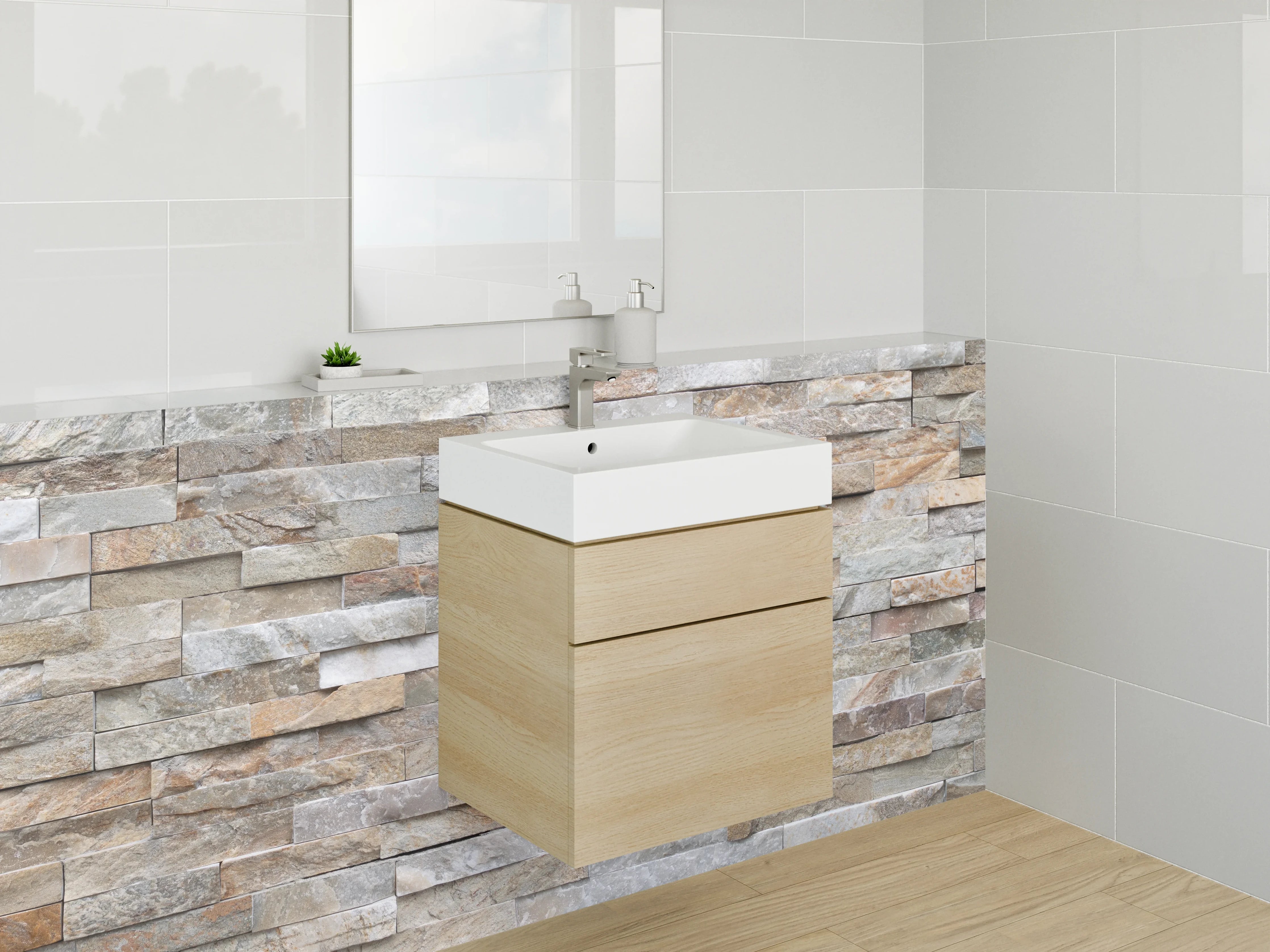 Waschbecken-Rückwand - Naturstein-Optik Wandverkleidung modern