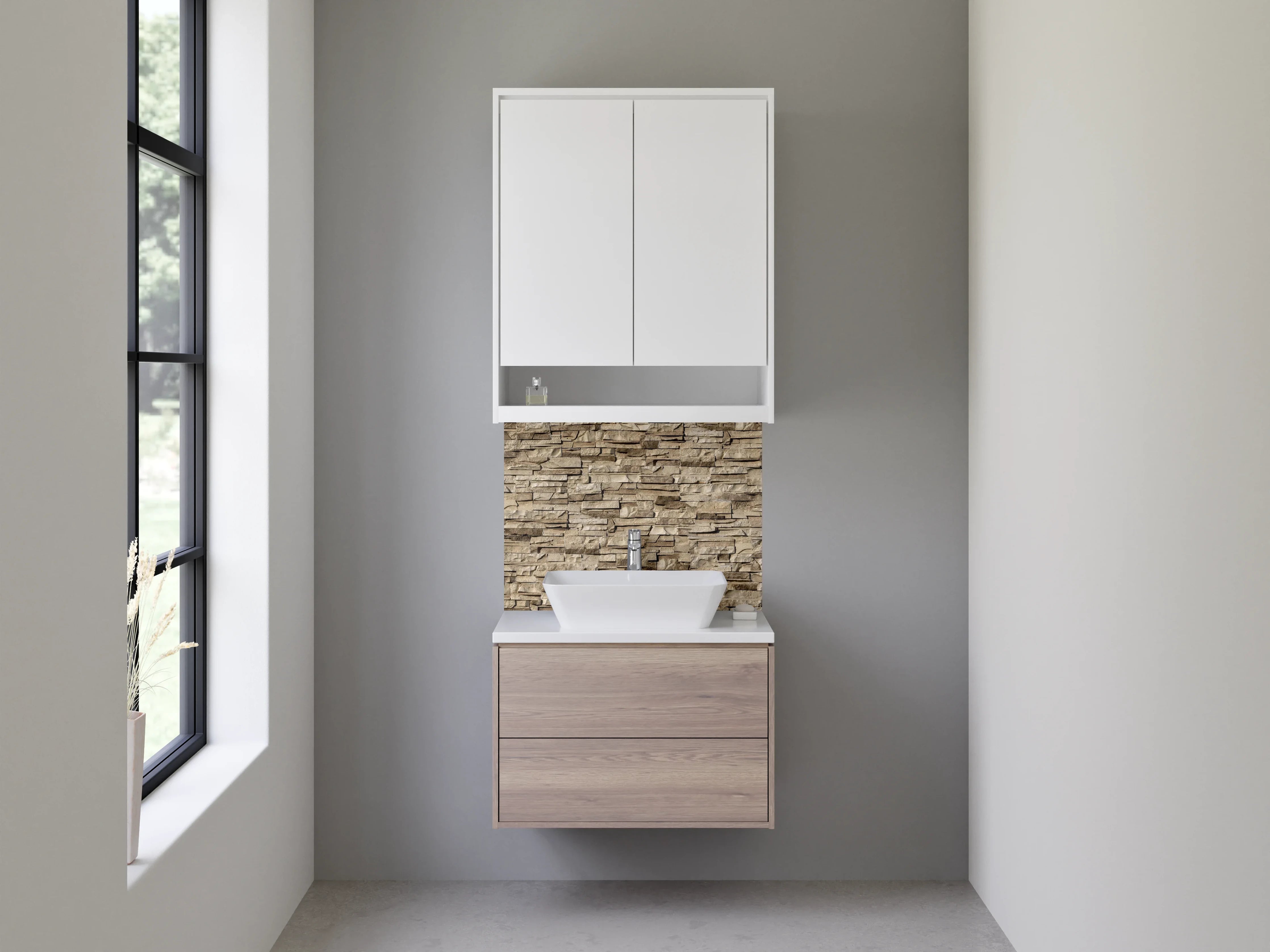 Waschbecken-Rückwand - Natursteinoptik Sandstein Wandmuster