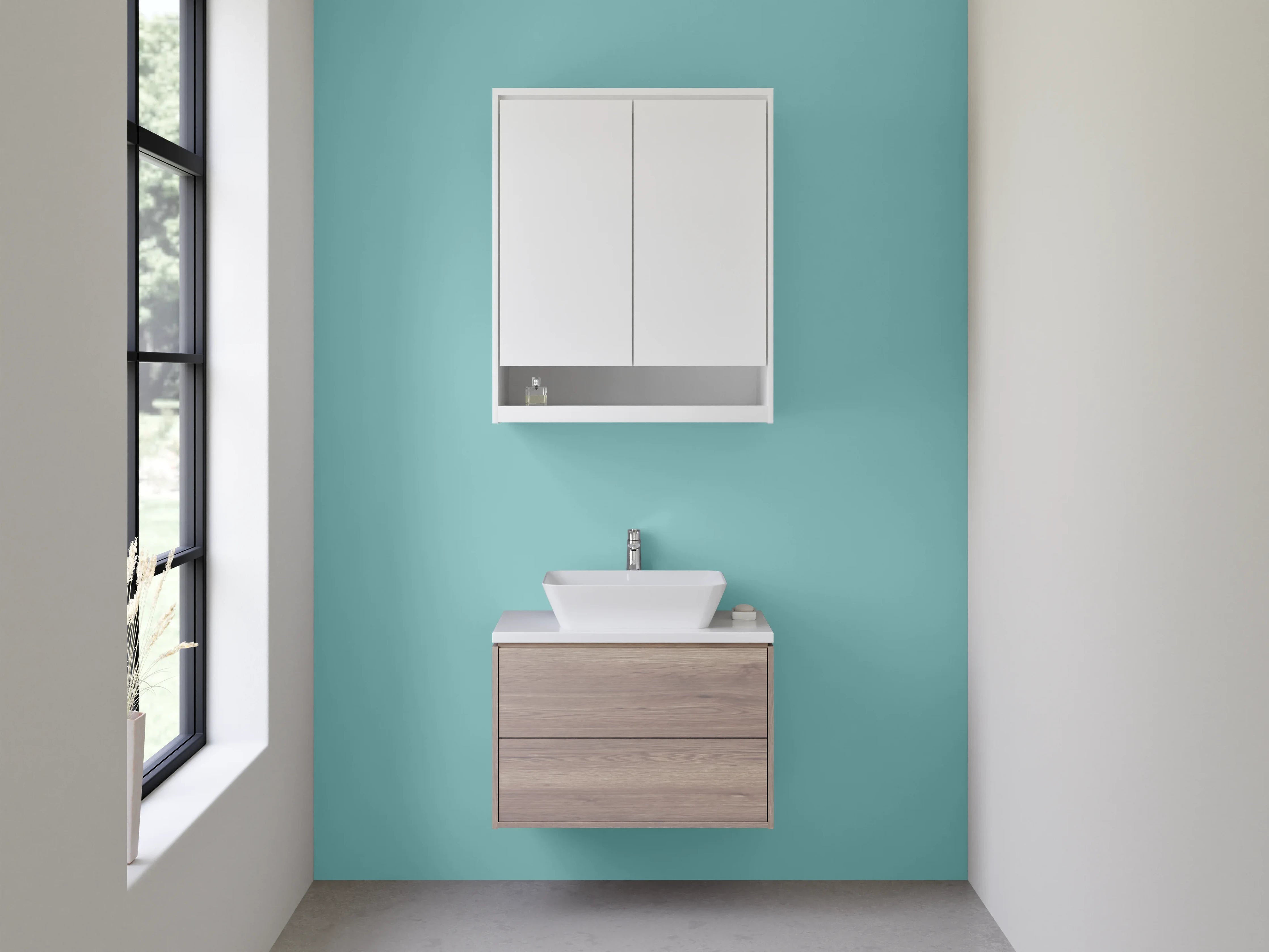 Waschbecken-Rückwand - Nebelhauch Türkisgrau