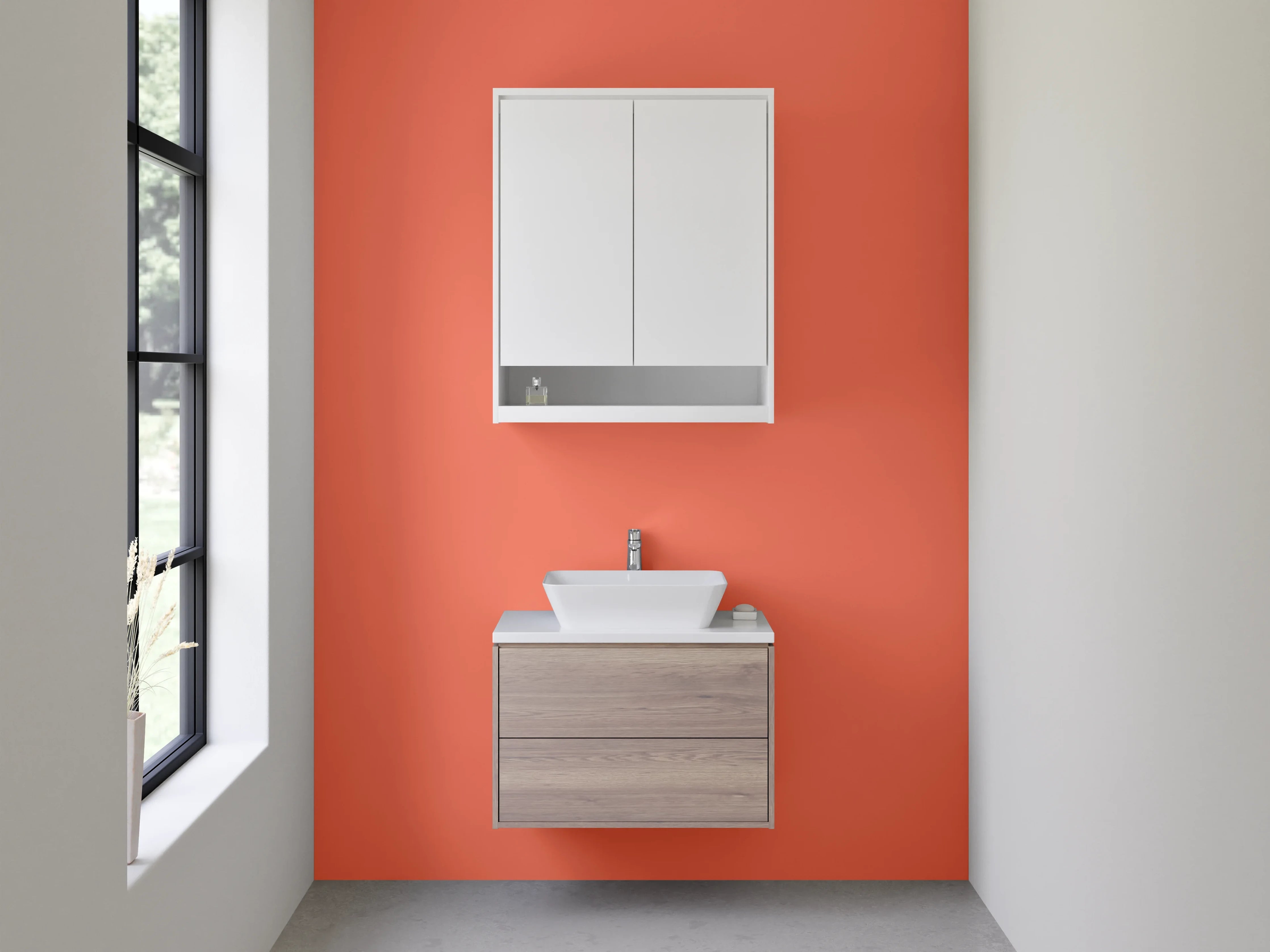 Waschbecken-Rückwand - Nebelhauch auf Perlweißgrau